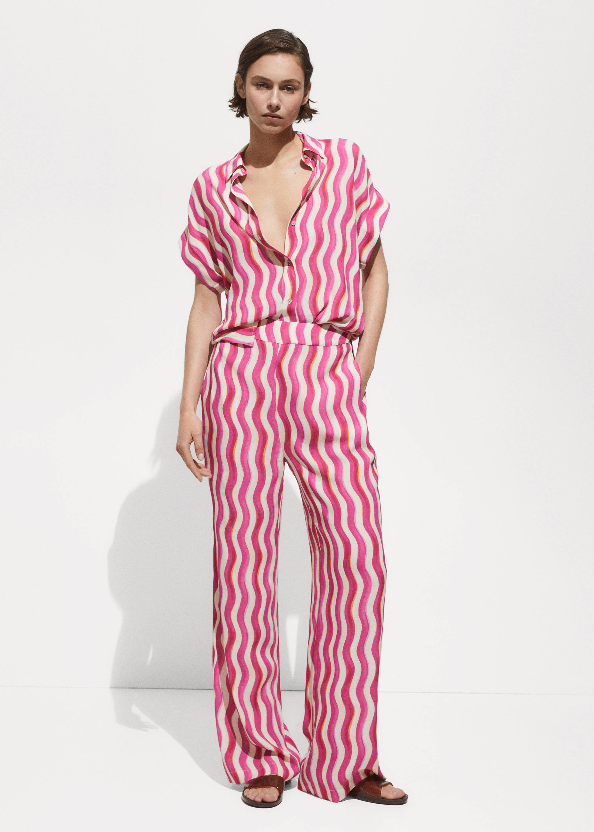 Wide leg printed pants - General plane