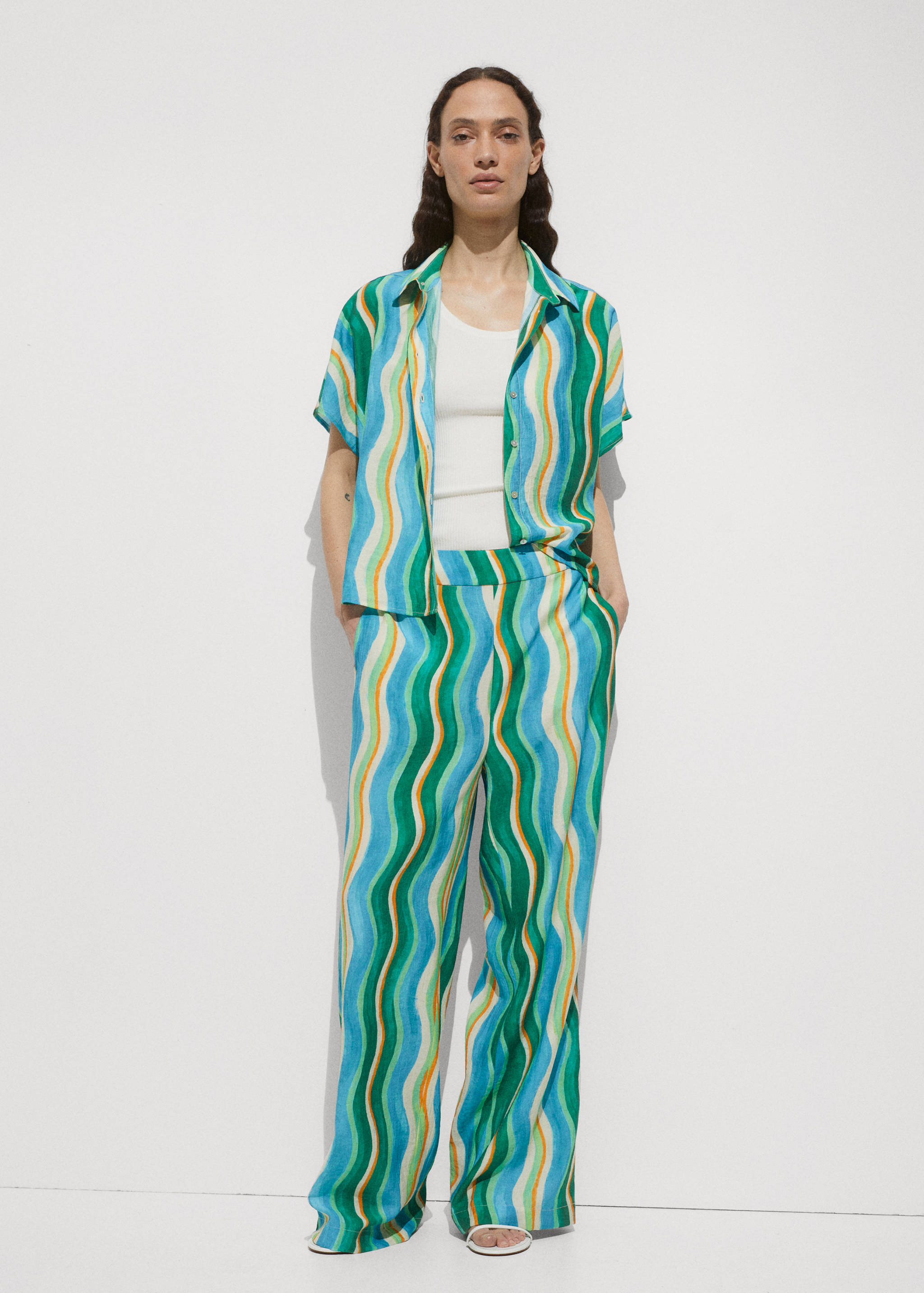 Wide leg printed trousers - General plane