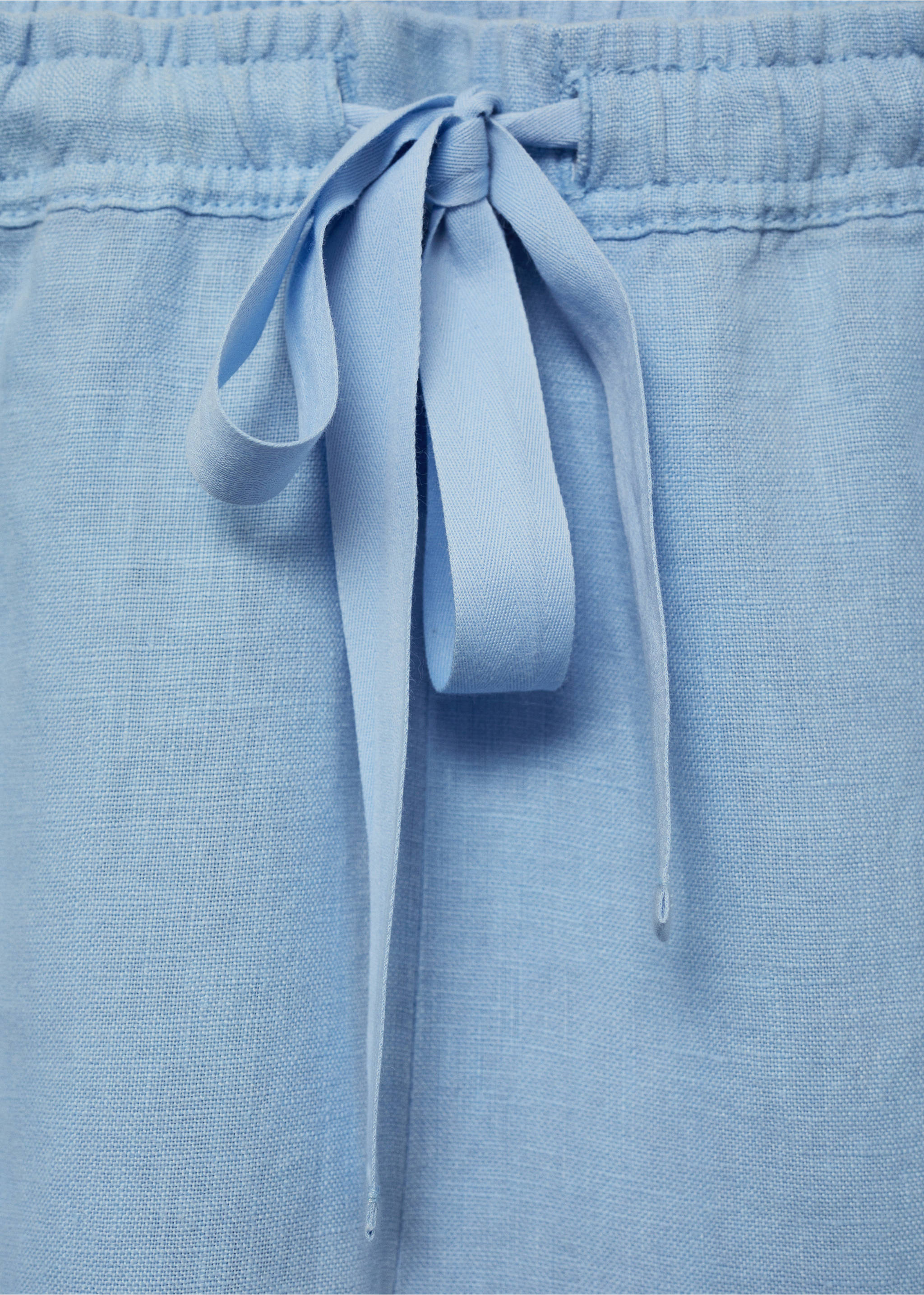 Wide leg linen trousers - Details of the article 8, Sky Blue. Ref: 77090346-00.