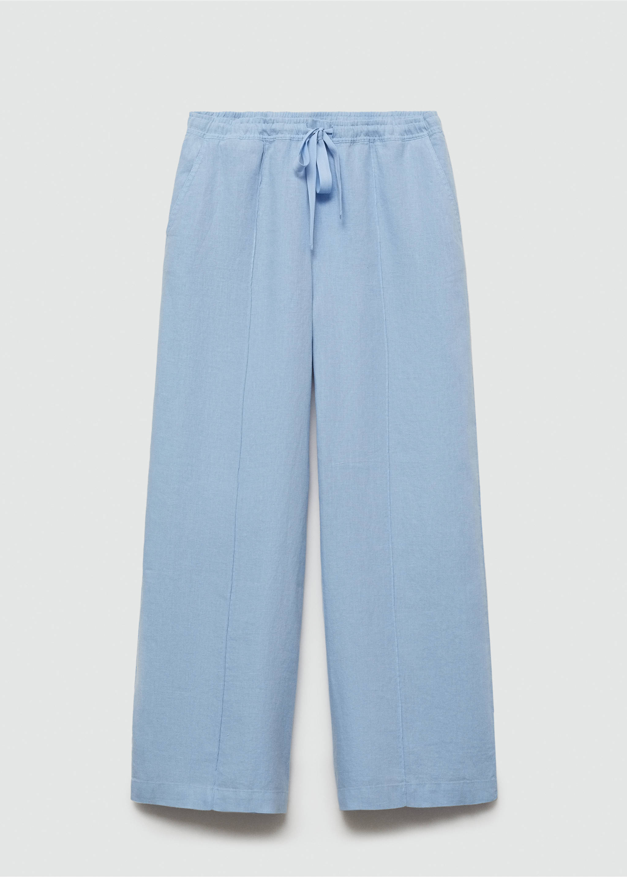 Wide leg linen trousers - Article without model, Sky Blue. Ref: 77090346-00.