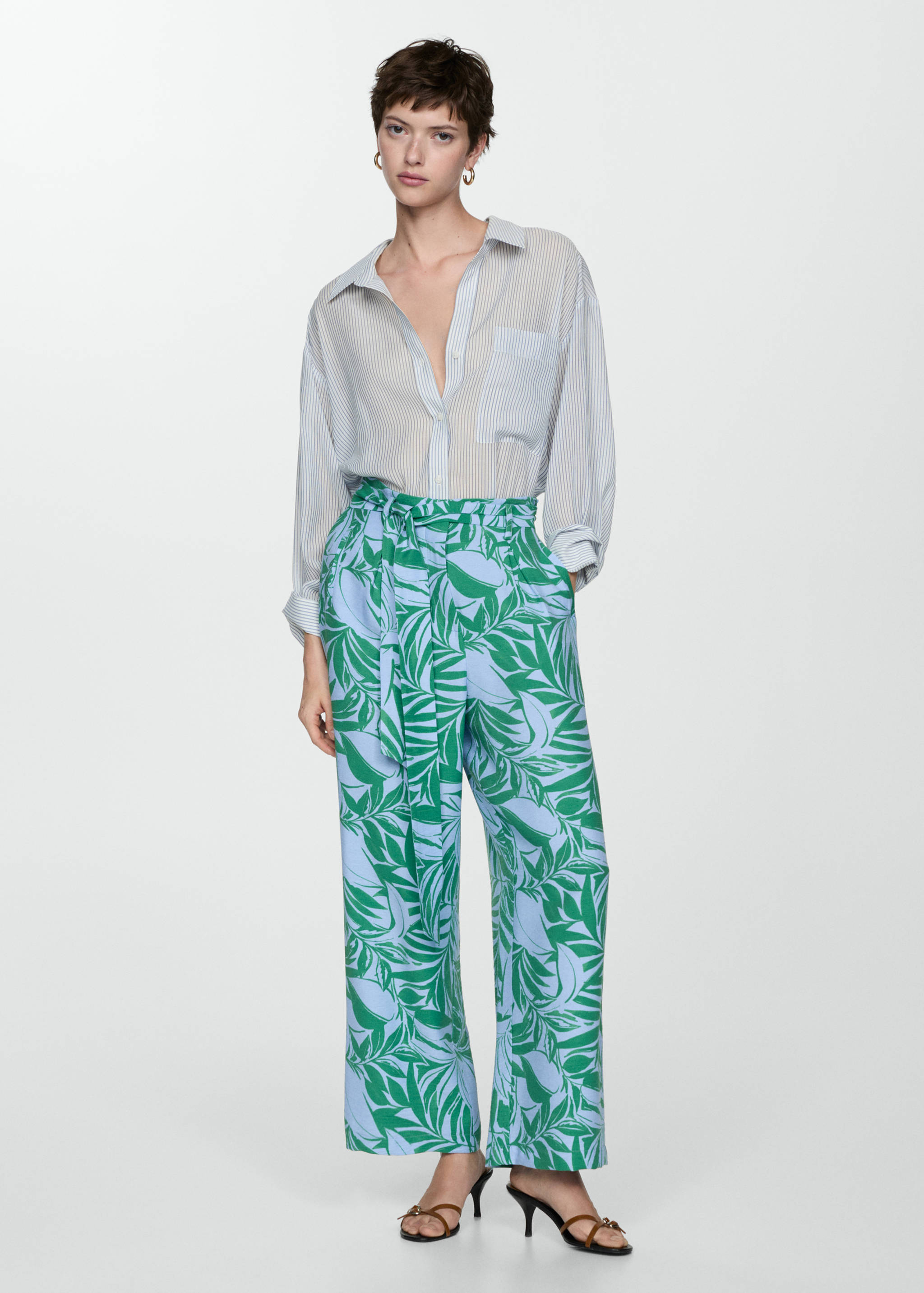 Printed trousers with bow - General plane