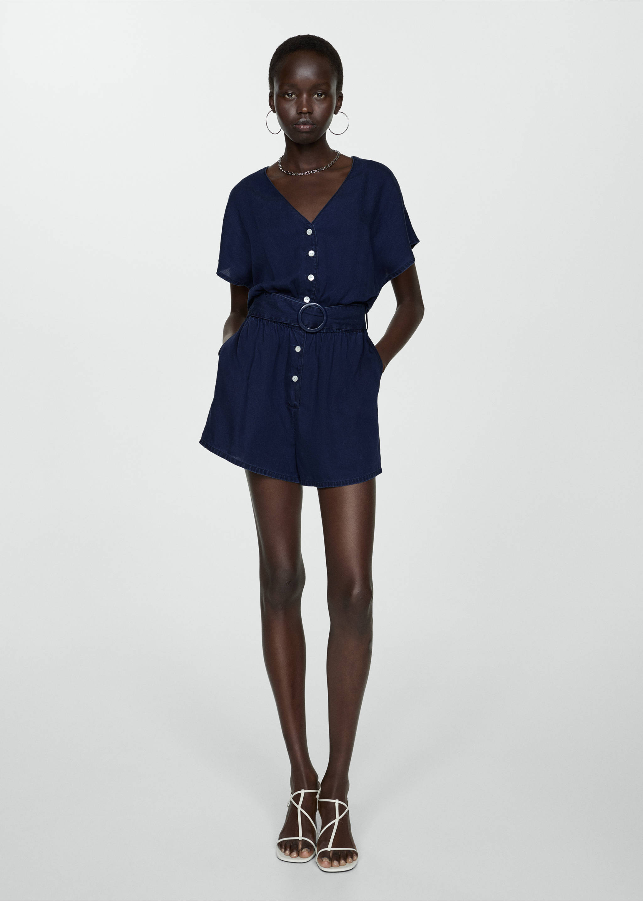 Belt short jumpsuit - General plane, Dark Blue. Ref: 77090353-00.