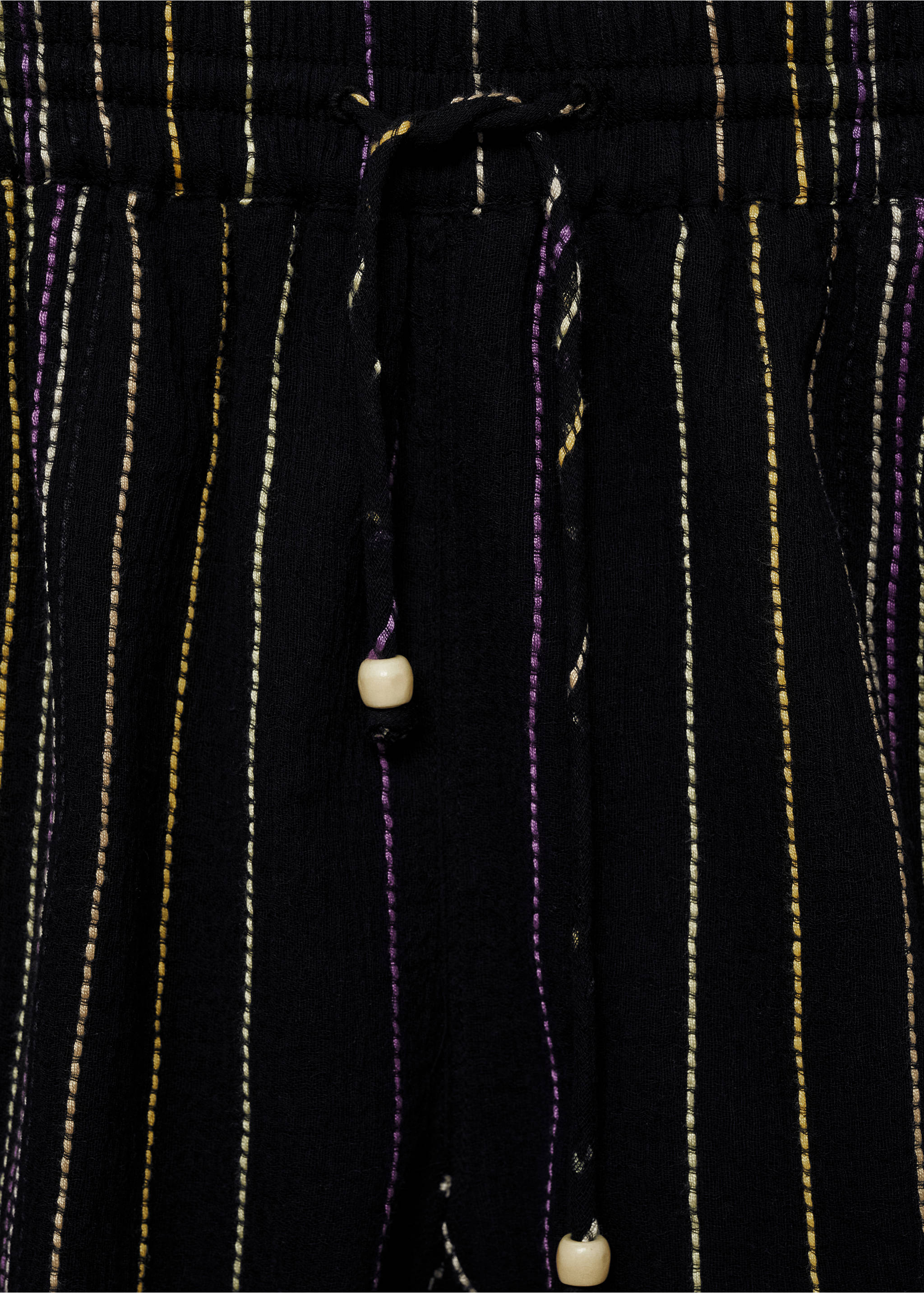 Prugaste hlače s pohabanim rubom - Detalji artikla 8, Crna. Ref: 77090355-00.