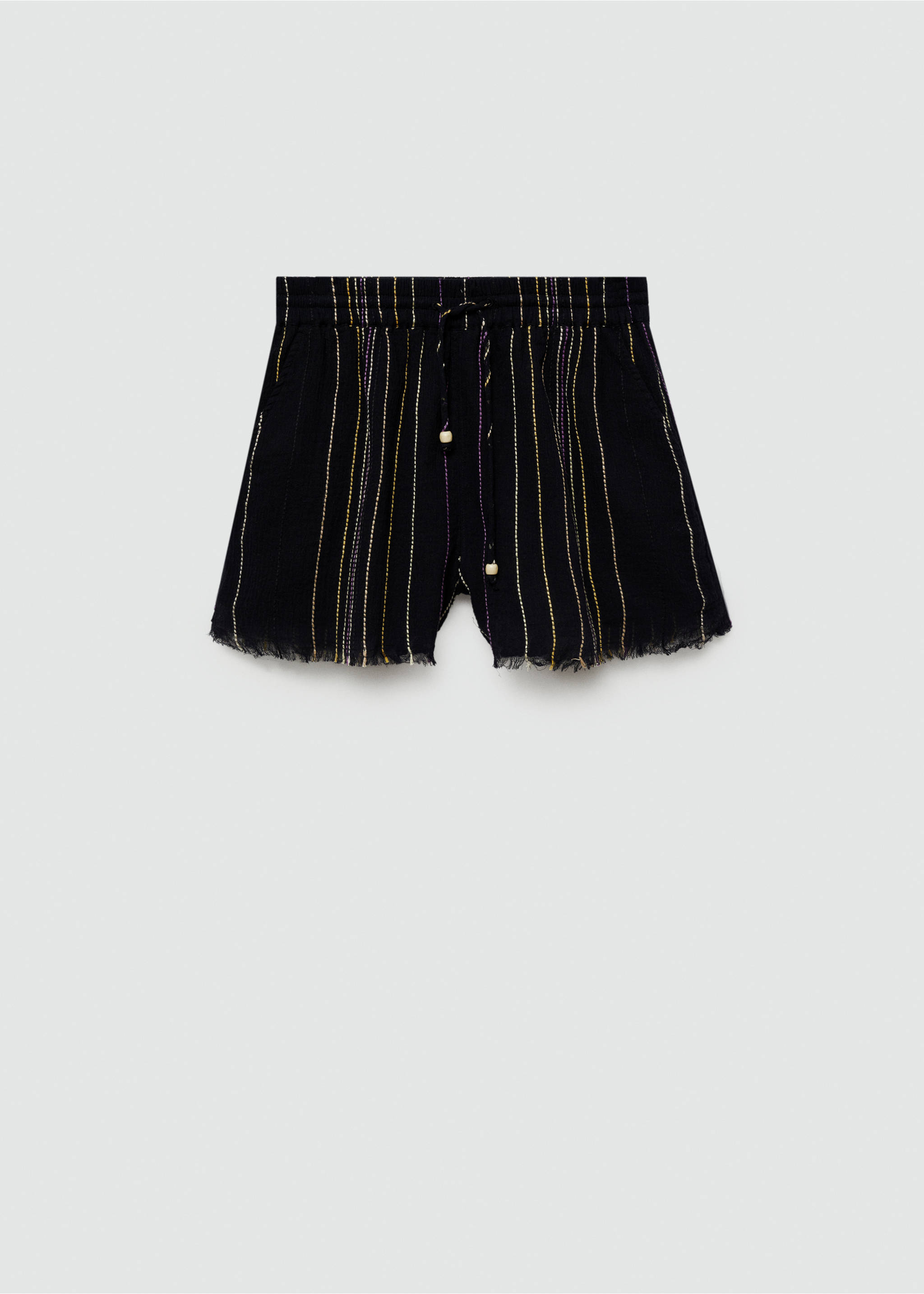 Pantalon rayures ourlet effiloché - Article sans modèle, Noir. Ref: 77090355-00.