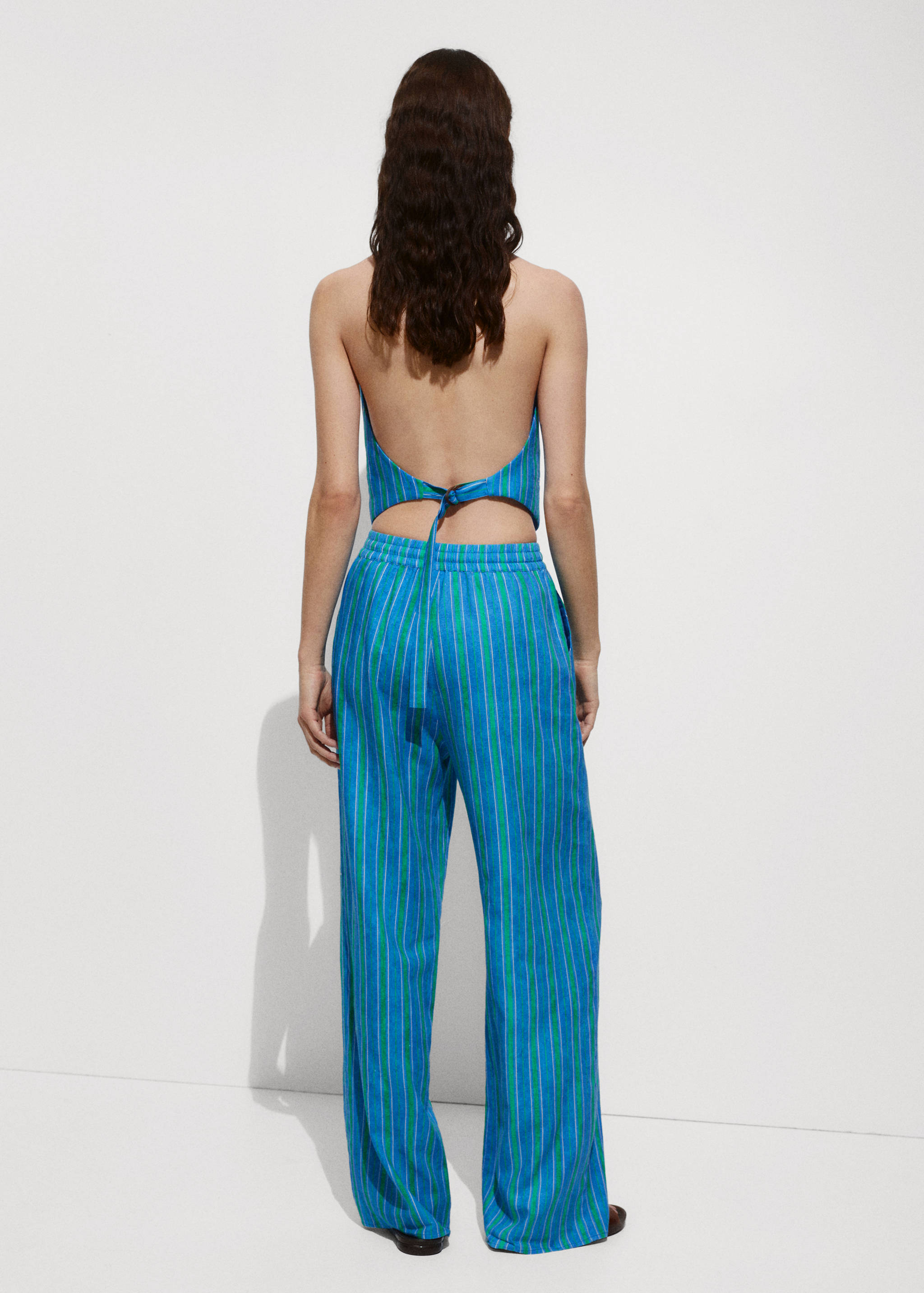 Pantalón lino estampado rayas - Reverso del artículo