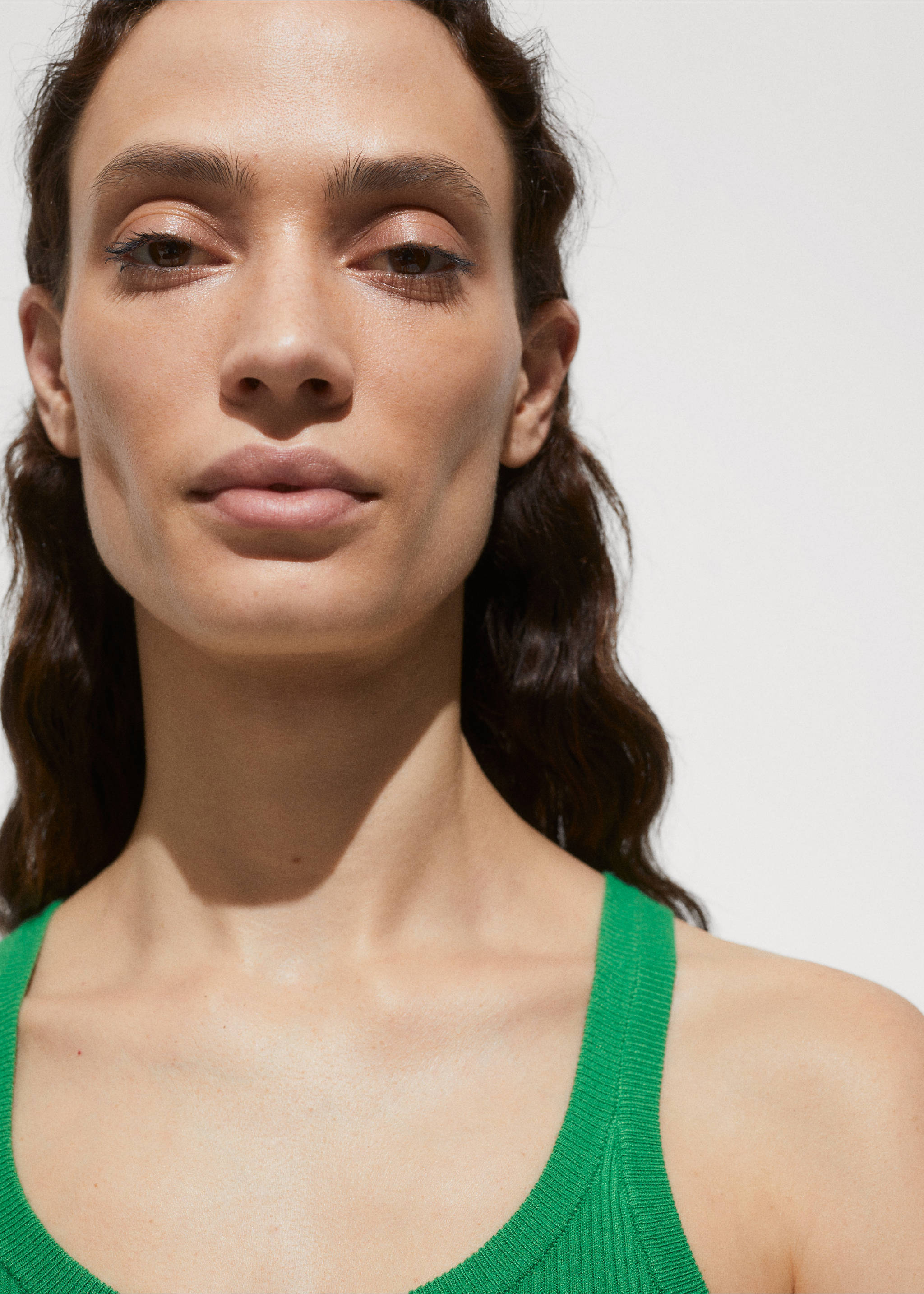 Knit strap top - Details of the article 1, Green. Ref: 77090361-00.