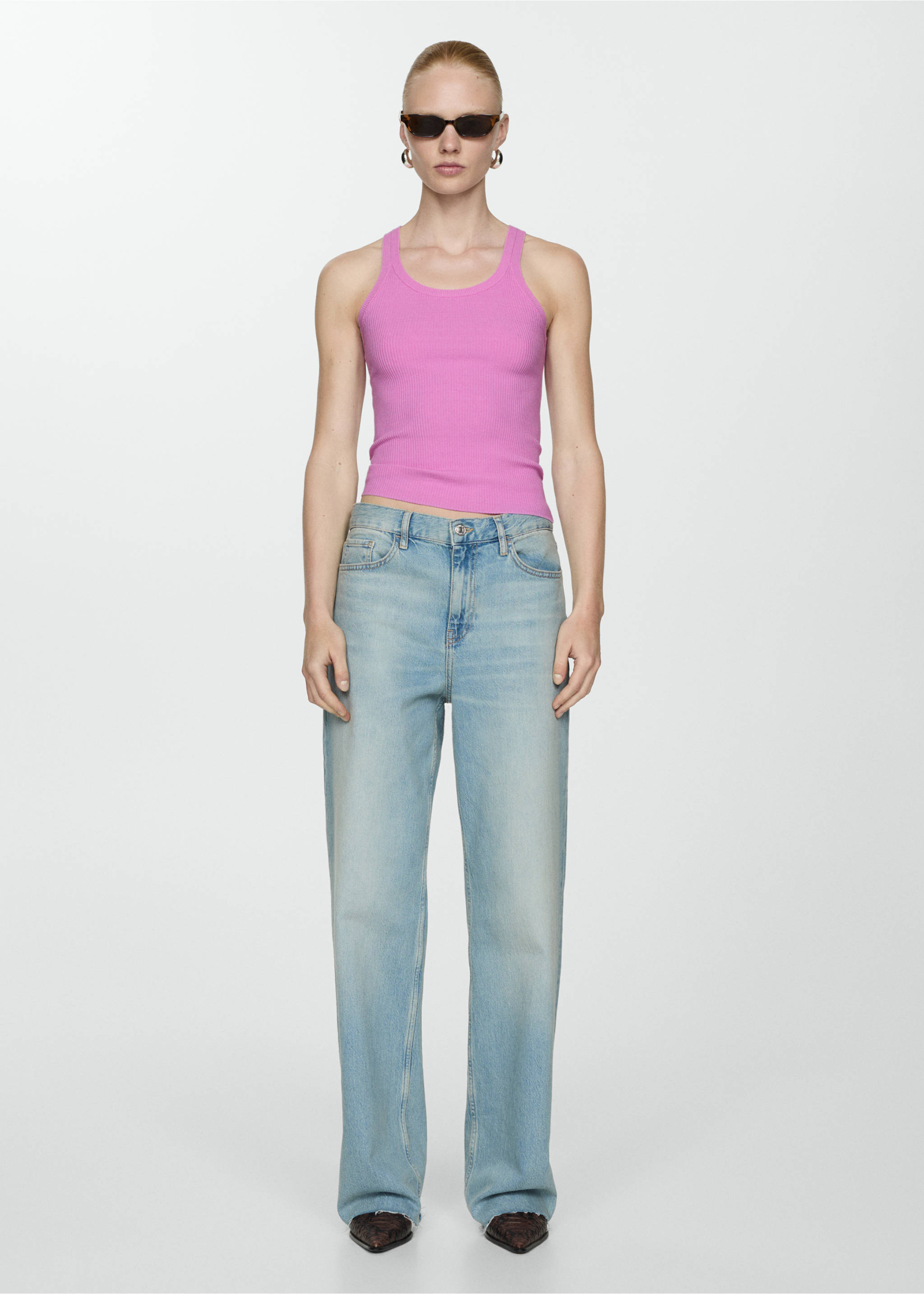 Knit strap top - General plane, Pink. Ref: 77090361-00.