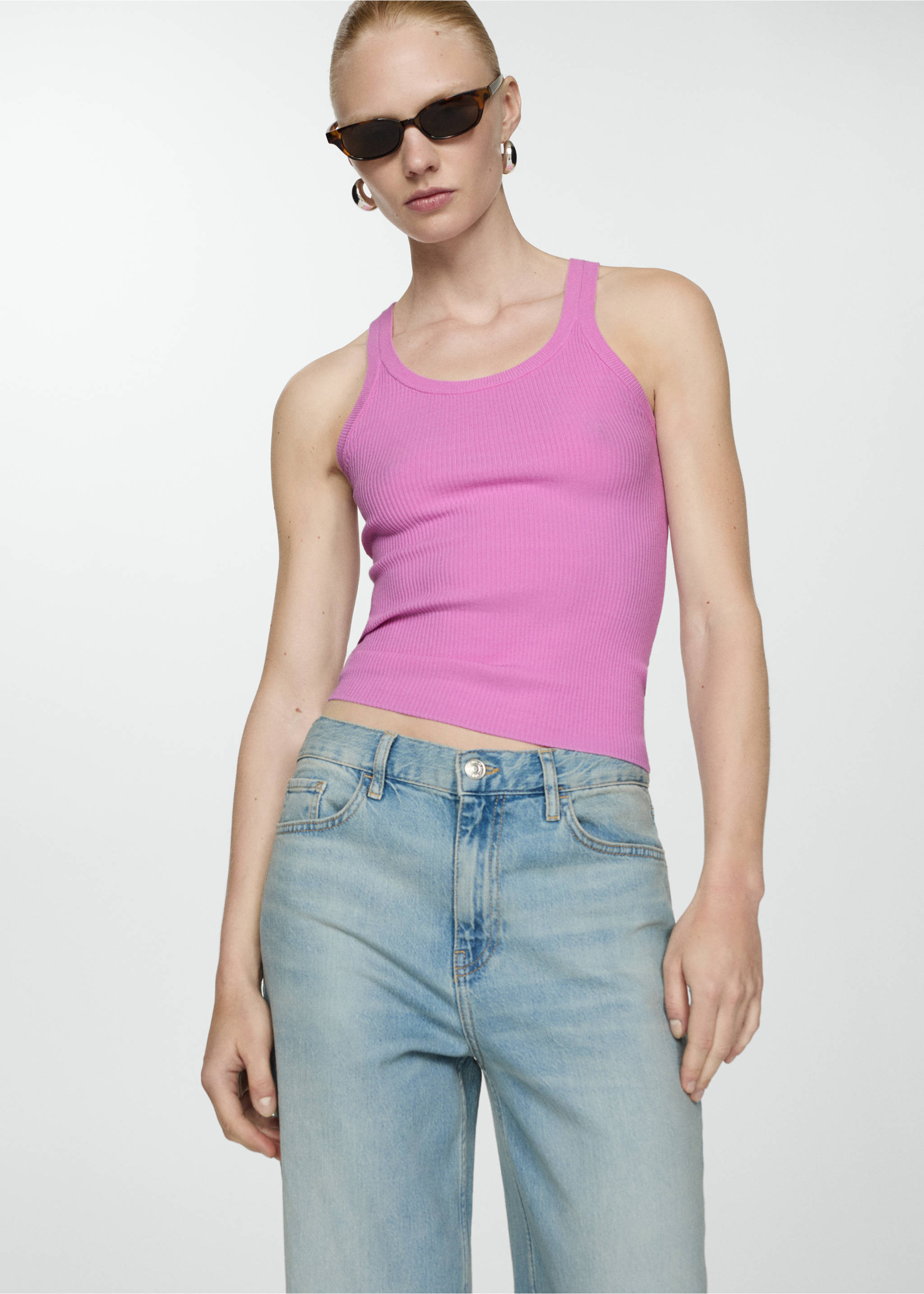 Knit strap top - Medium plane, Pink. Ref: 77090361-00.