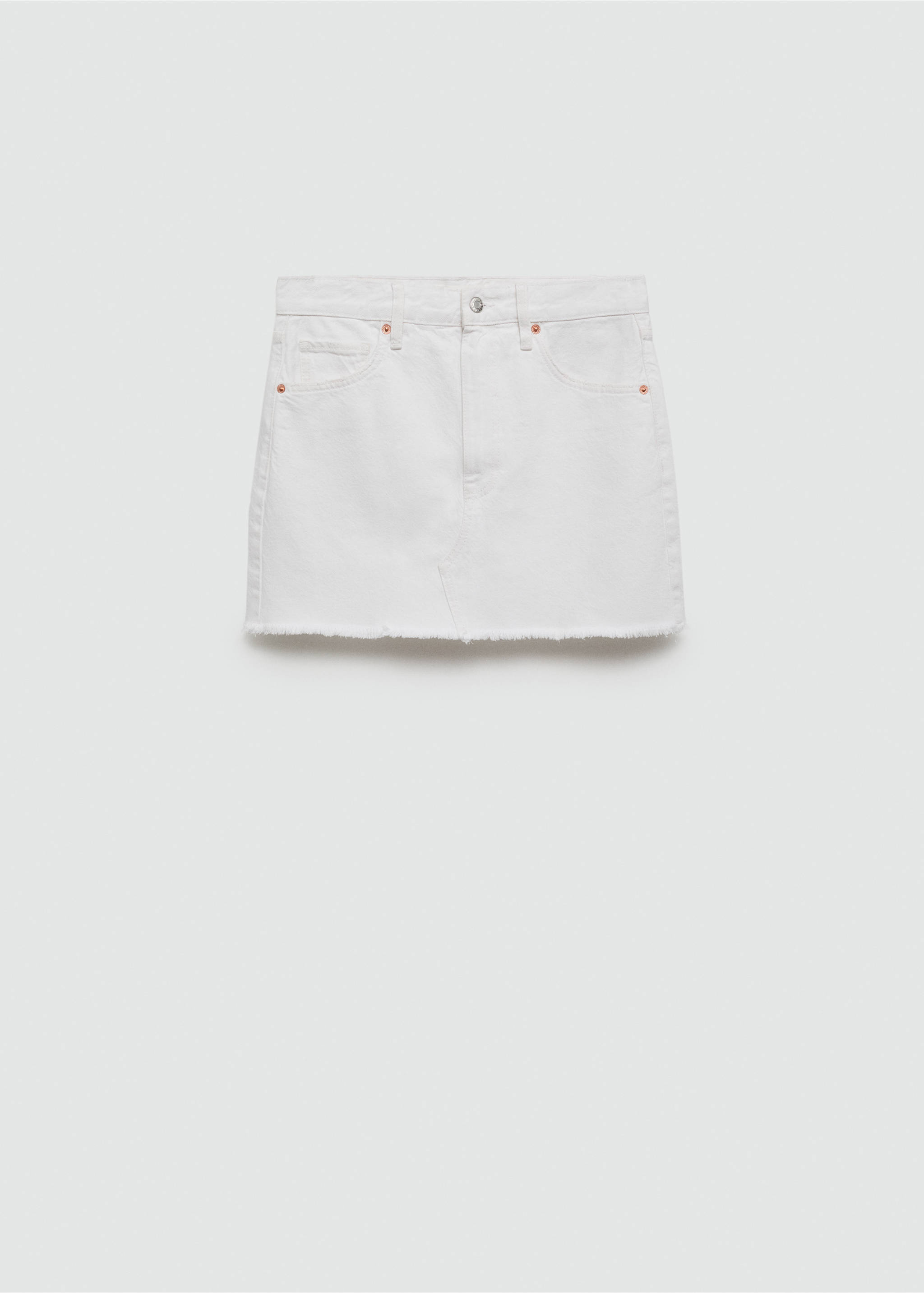 Minijupe jean ourlet effiloché - Article sans modèle, Blanc. Ref: 77090363-00.