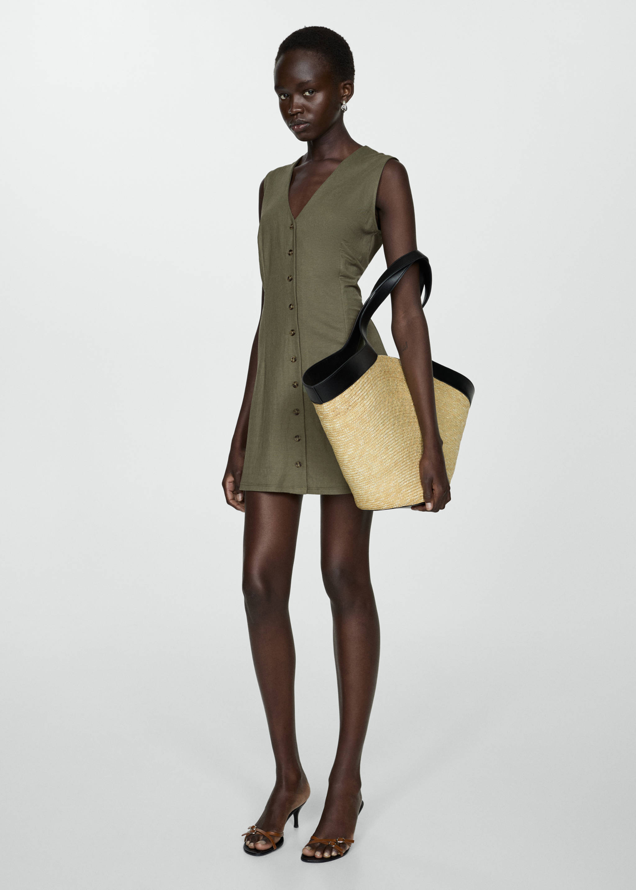 Kurzes Kleid mit Knöpfen - Allgemeine Ansicht