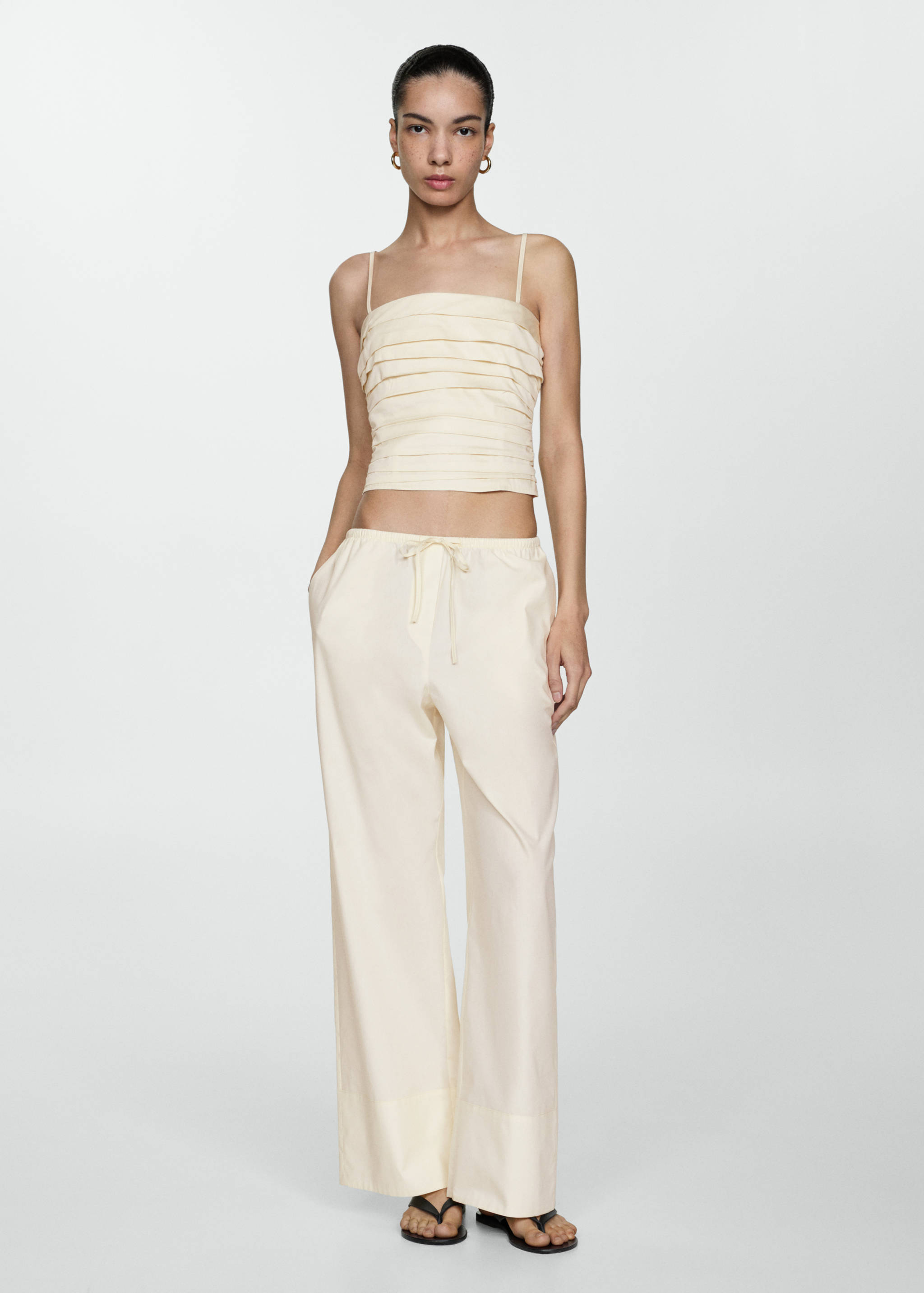 Cotton wide leg trousers - General plane