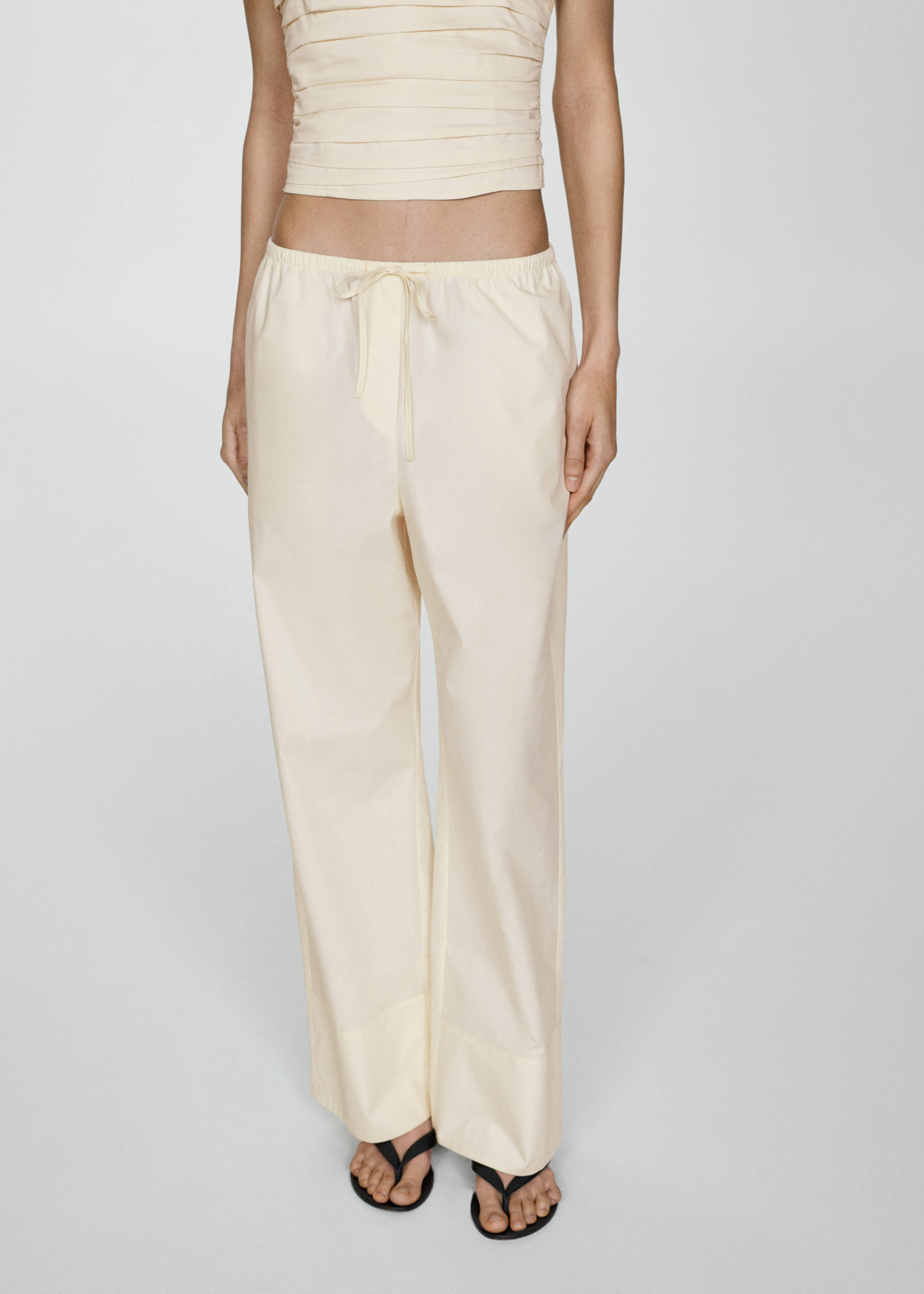 Cotton wide leg trousers - Medium plane