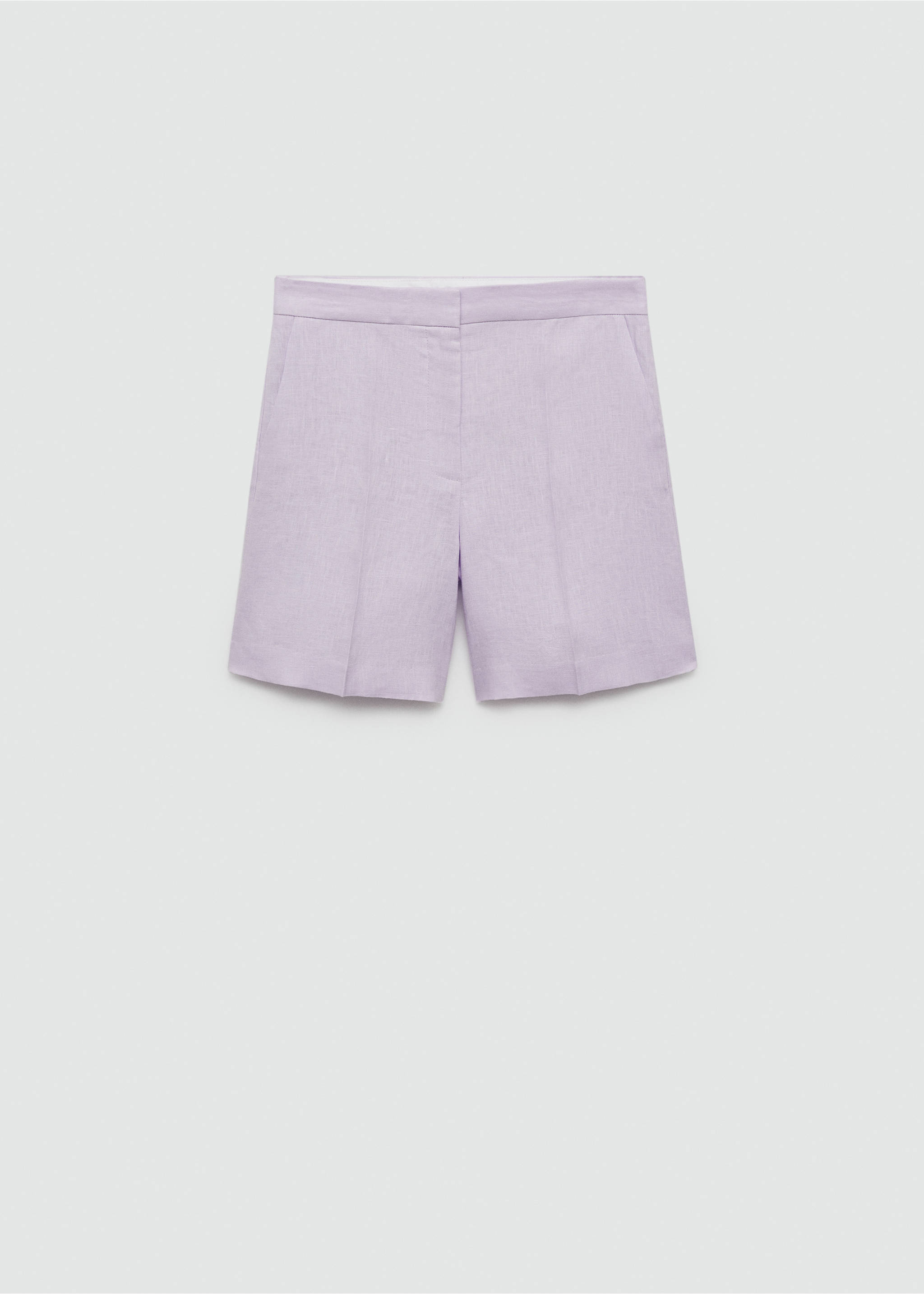 Straight-fit linen shorts - Article without model, Light/Pastel Purple. Ref: 77090369-00.