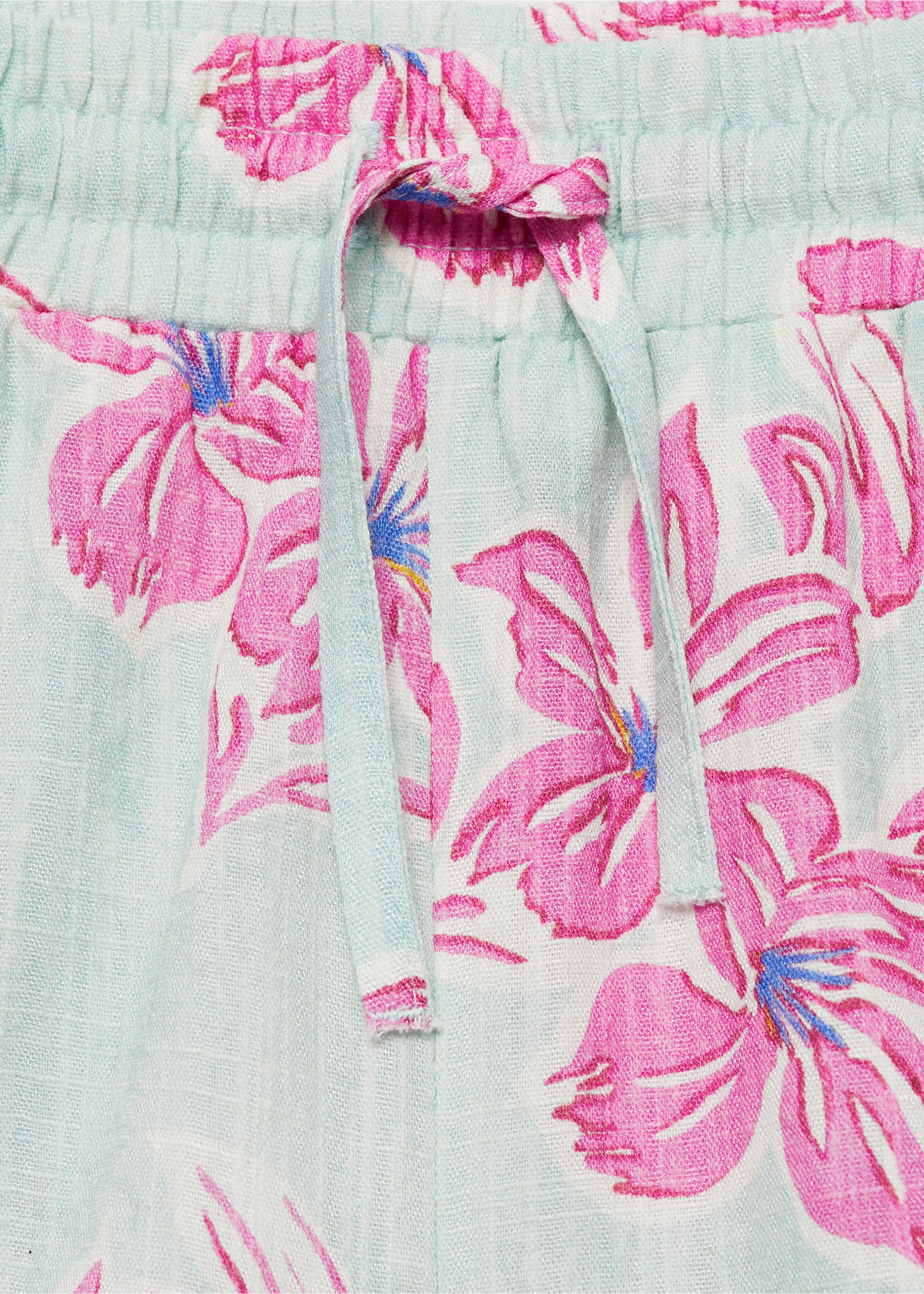Baumwollshorts mit Blumenmuster - Detail des Artikels 0, Türkis. Ref: 77090374-00.