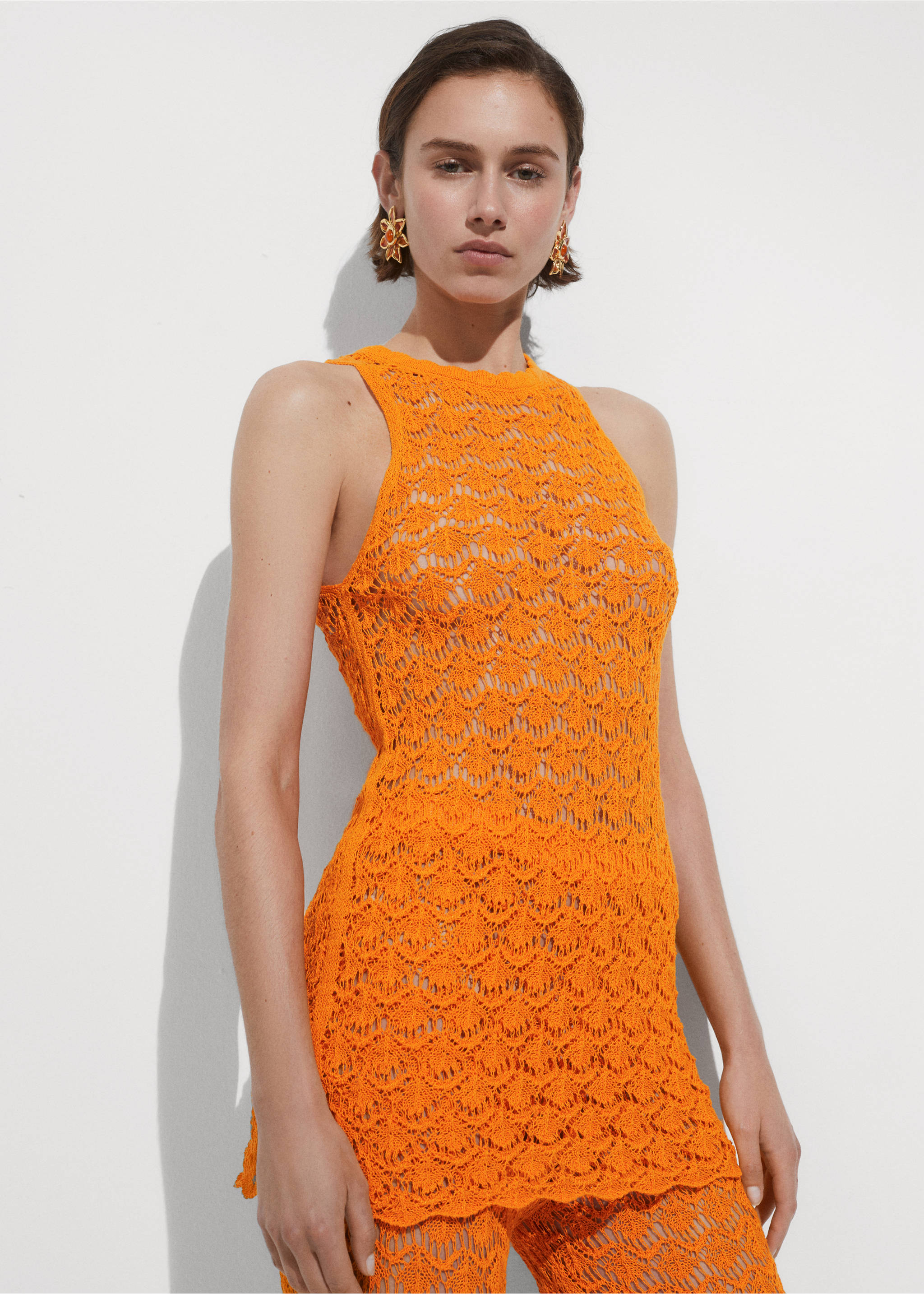 Pantaloni crochet flare - Dettaglio dell'articolo 2, Arancione. Ref: 77090378-00.