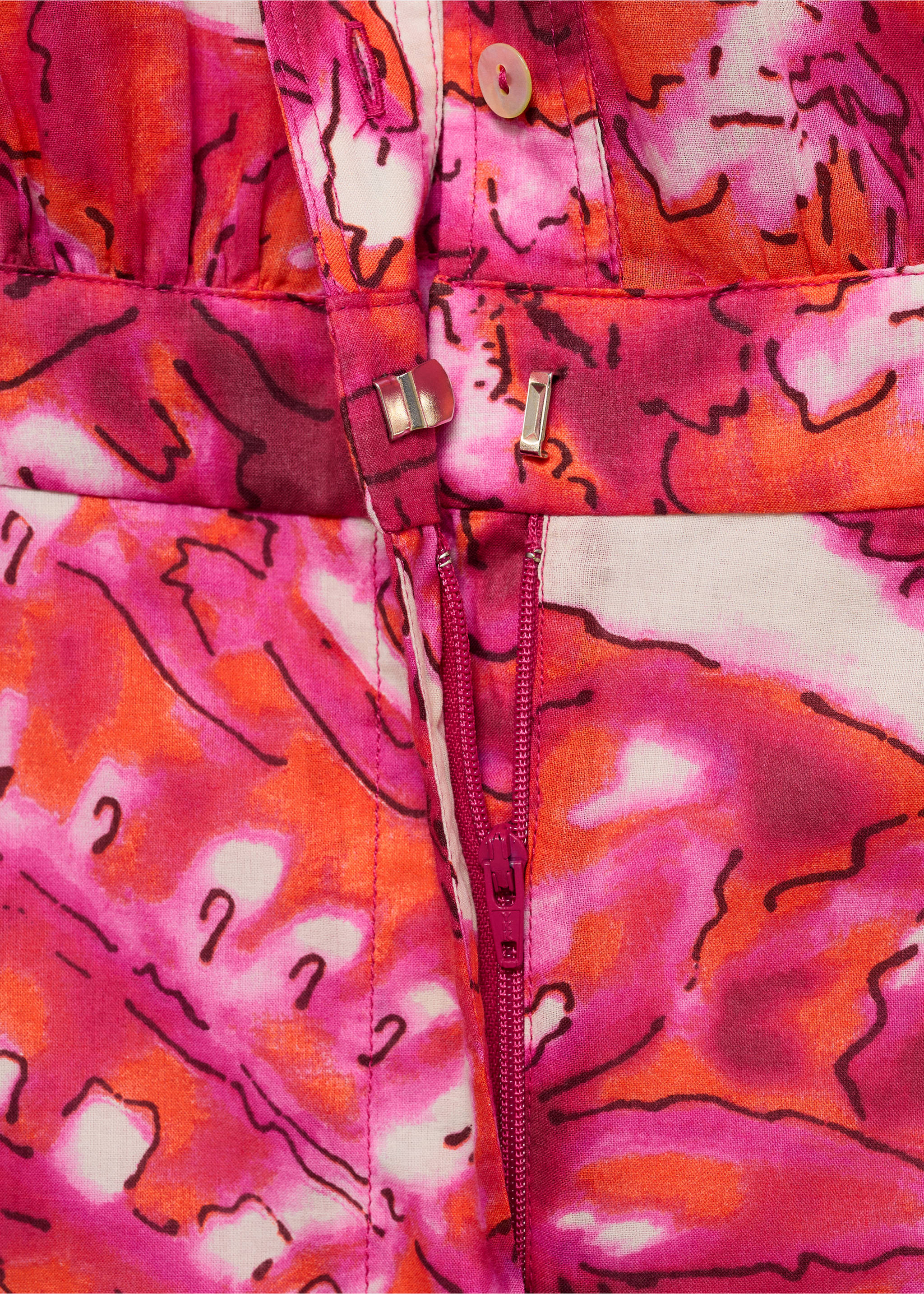 Printed shirt jumpsuit - Details of the article 0, Fuchsia. Ref: 77090384-00.