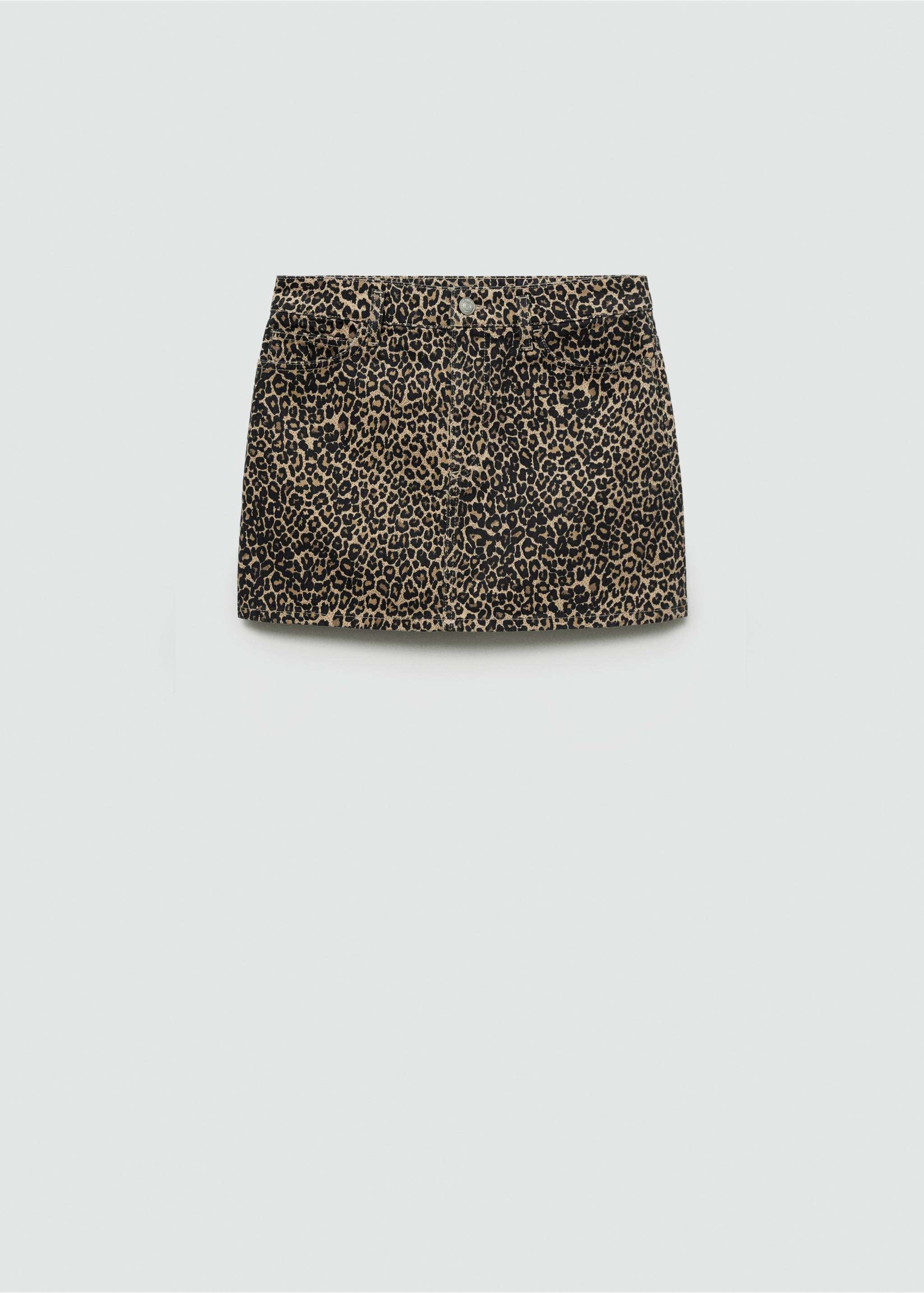 Minifalda vaquera leopardo - Artículo sin modelo, Marrón. Ref: 77090387-00.
