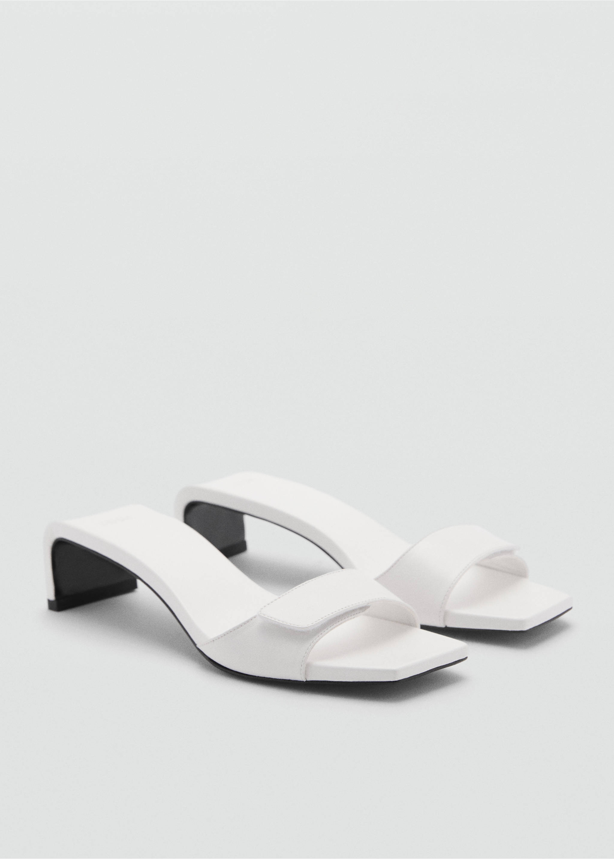 Sandales cuir talon - Plan moyen, Blanc. Ref: 77090388-00.