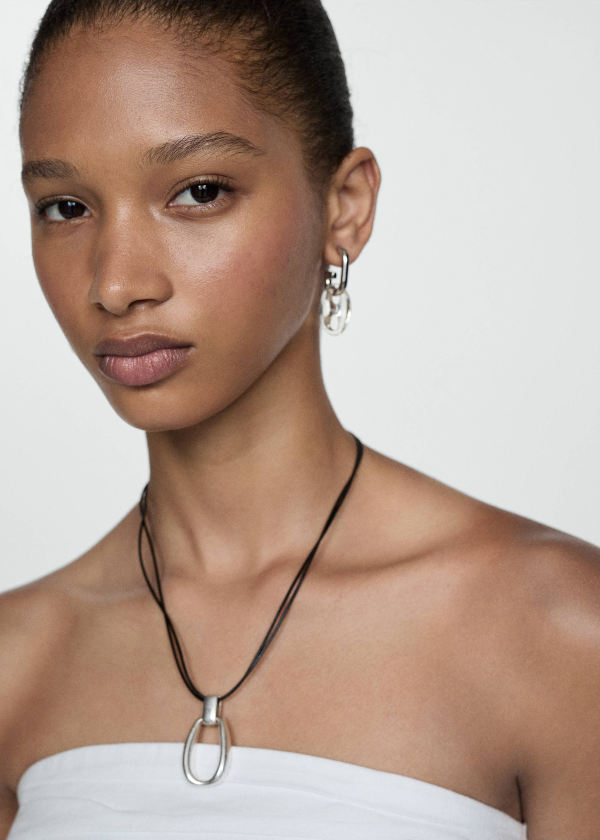 Draped linen top - Details of the article 1, White. Ref: 77090389-00.