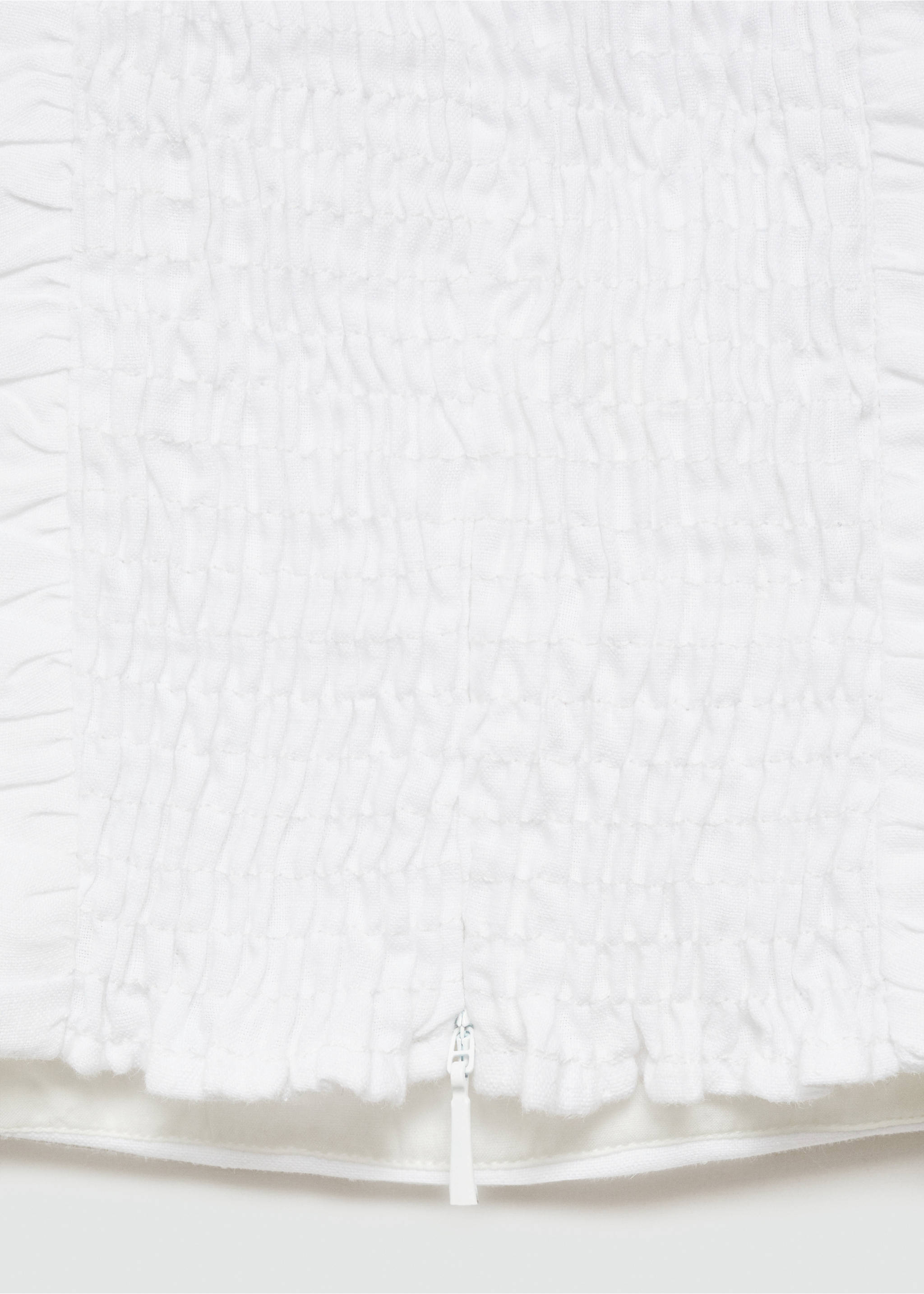 Draped linen top - Details of the article 8, White. Ref: 77090389-00.
