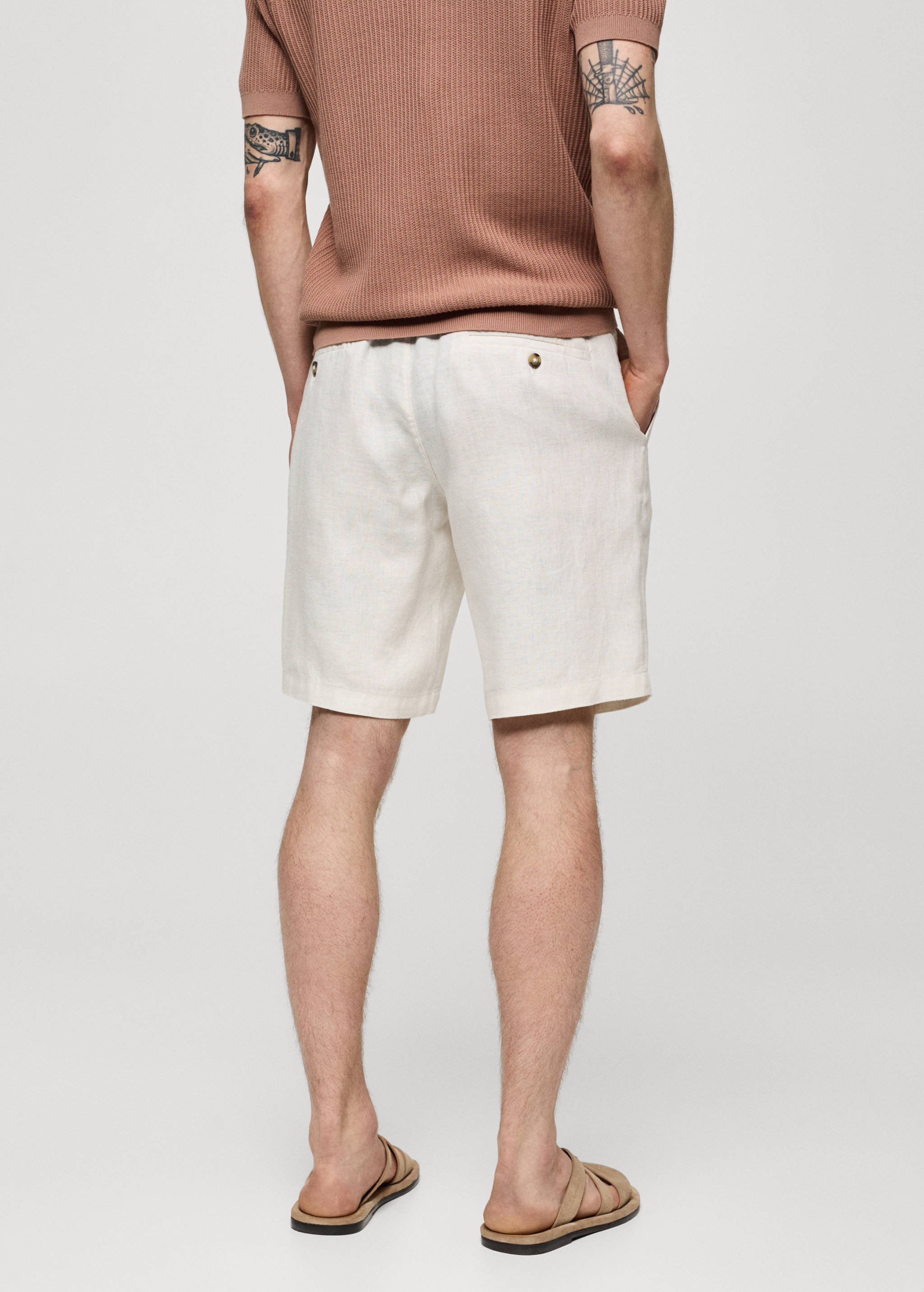 100% linen bermuda shorts with drawstring - Reverse of the article