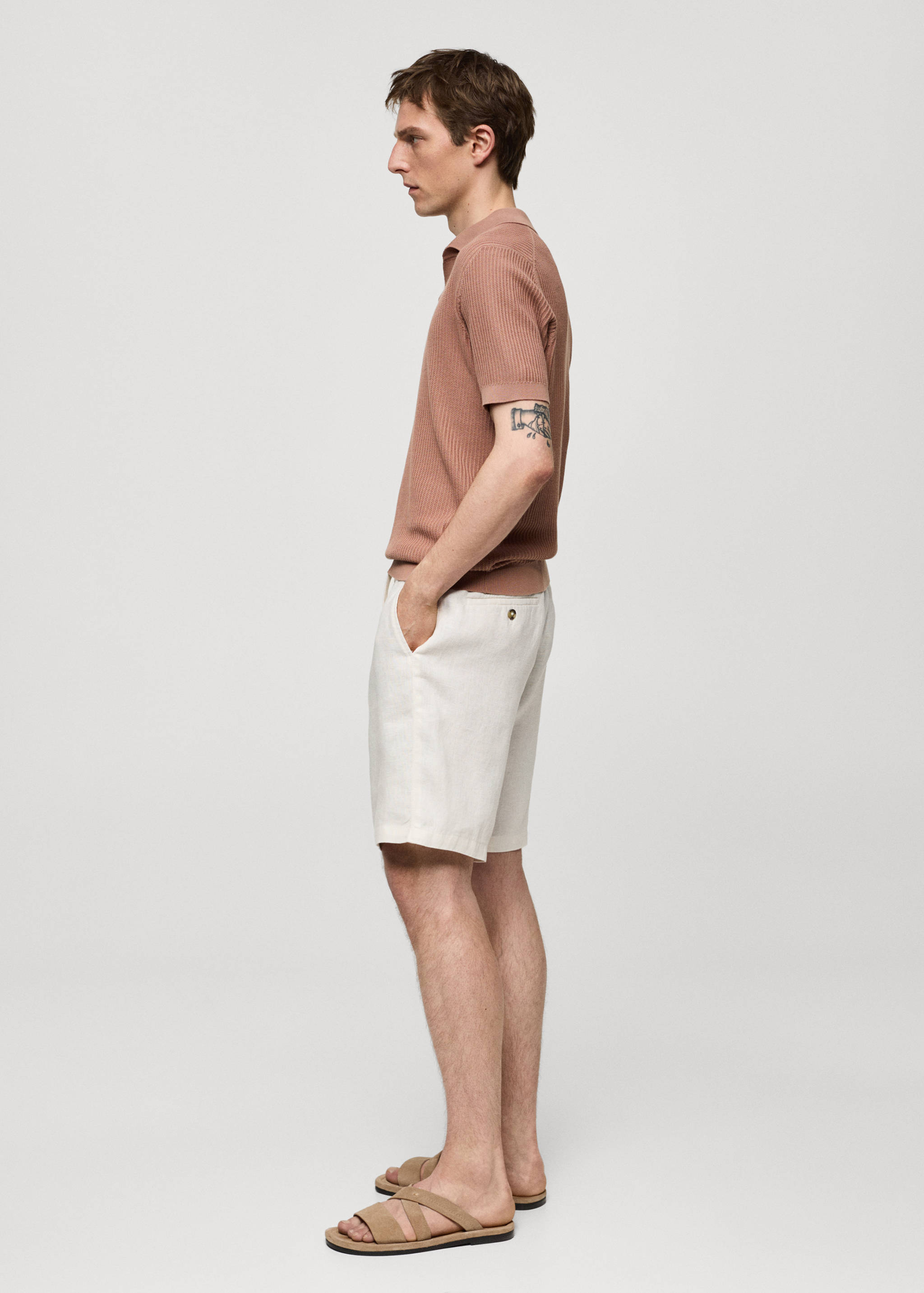 100% linen bermuda shorts with drawstring - Details of the article 6