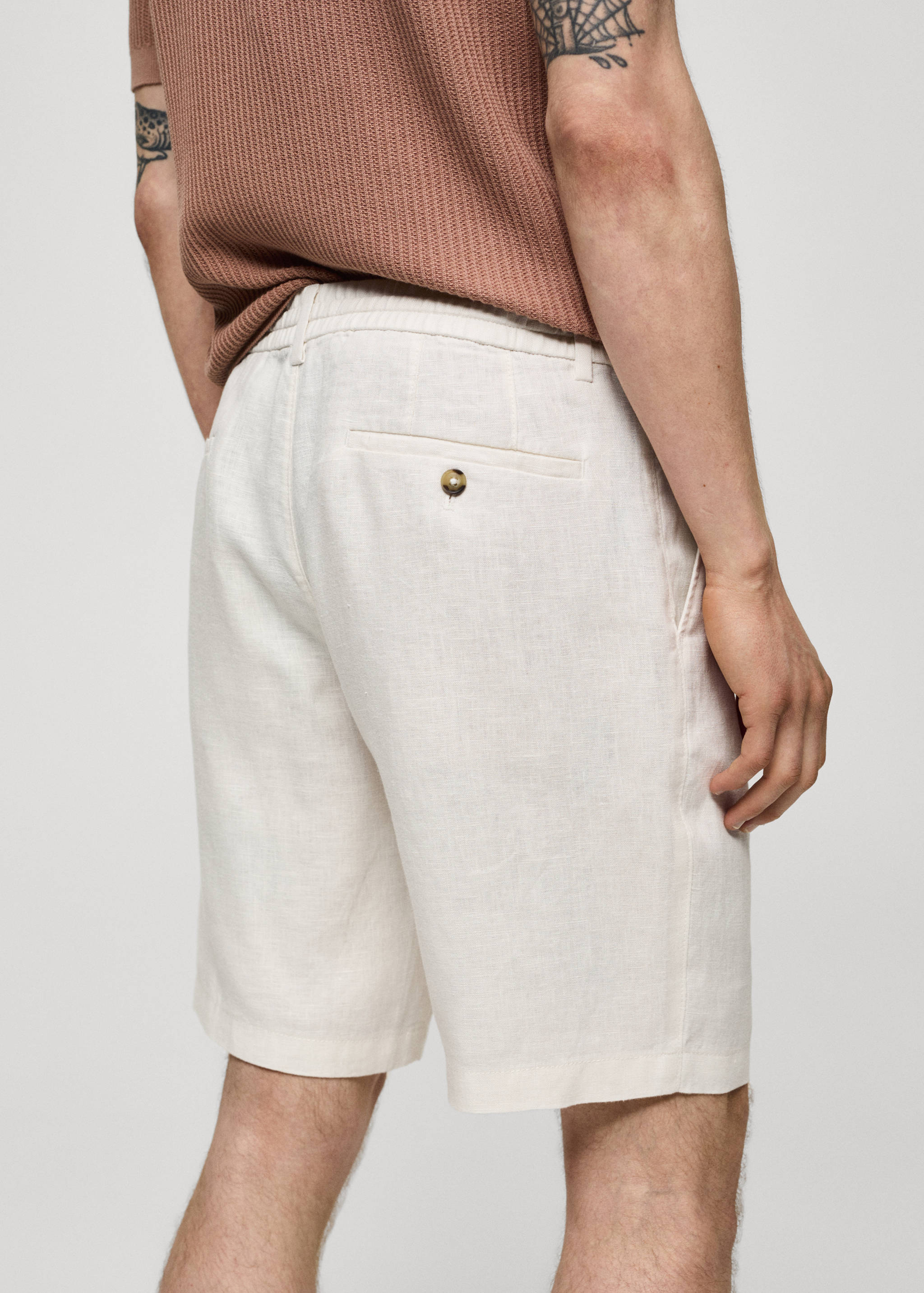 100% linen bermuda shorts with drawstring - Details of the article 2