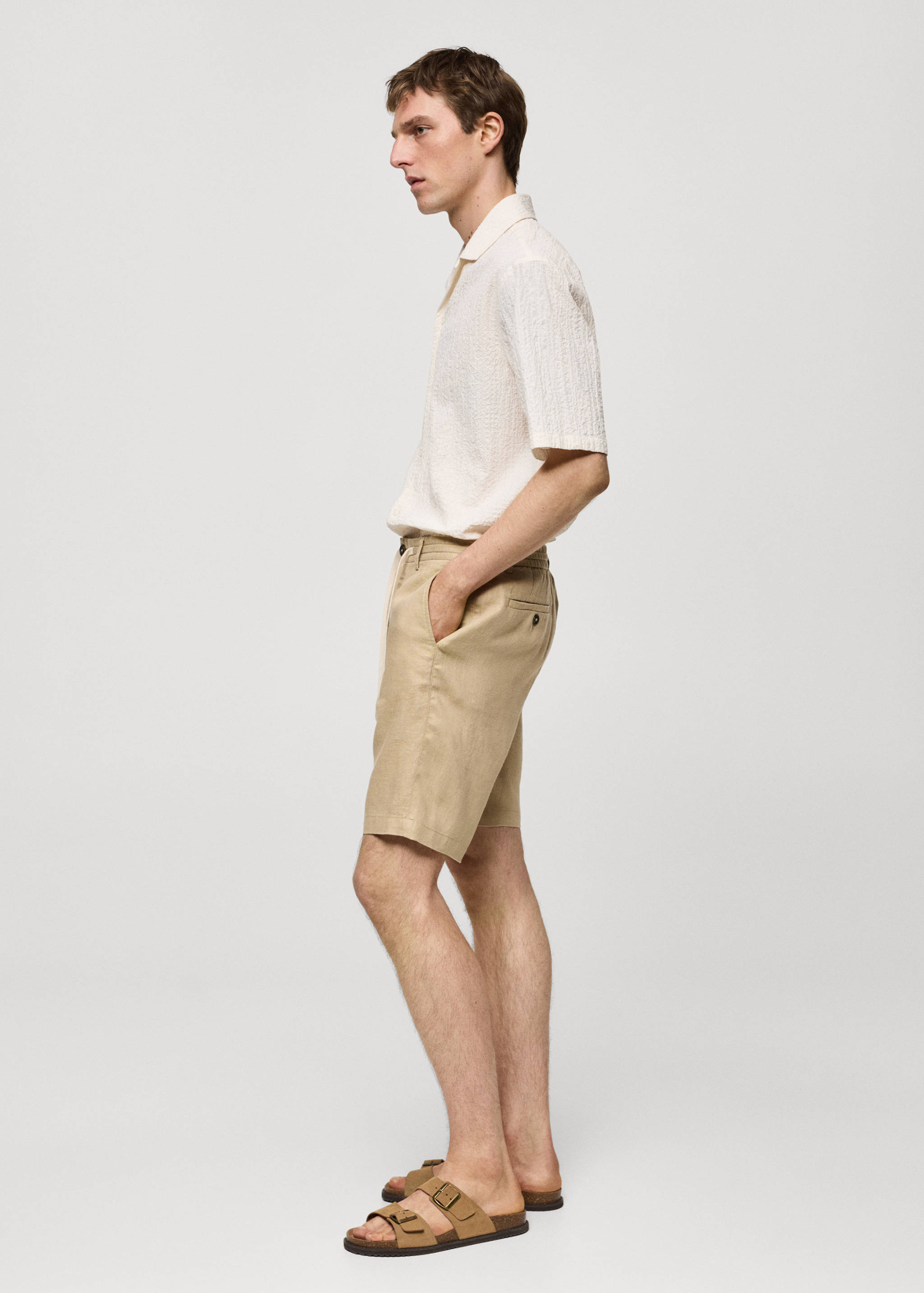 100% linen bermuda shorts with drawstring - Details of the article 6