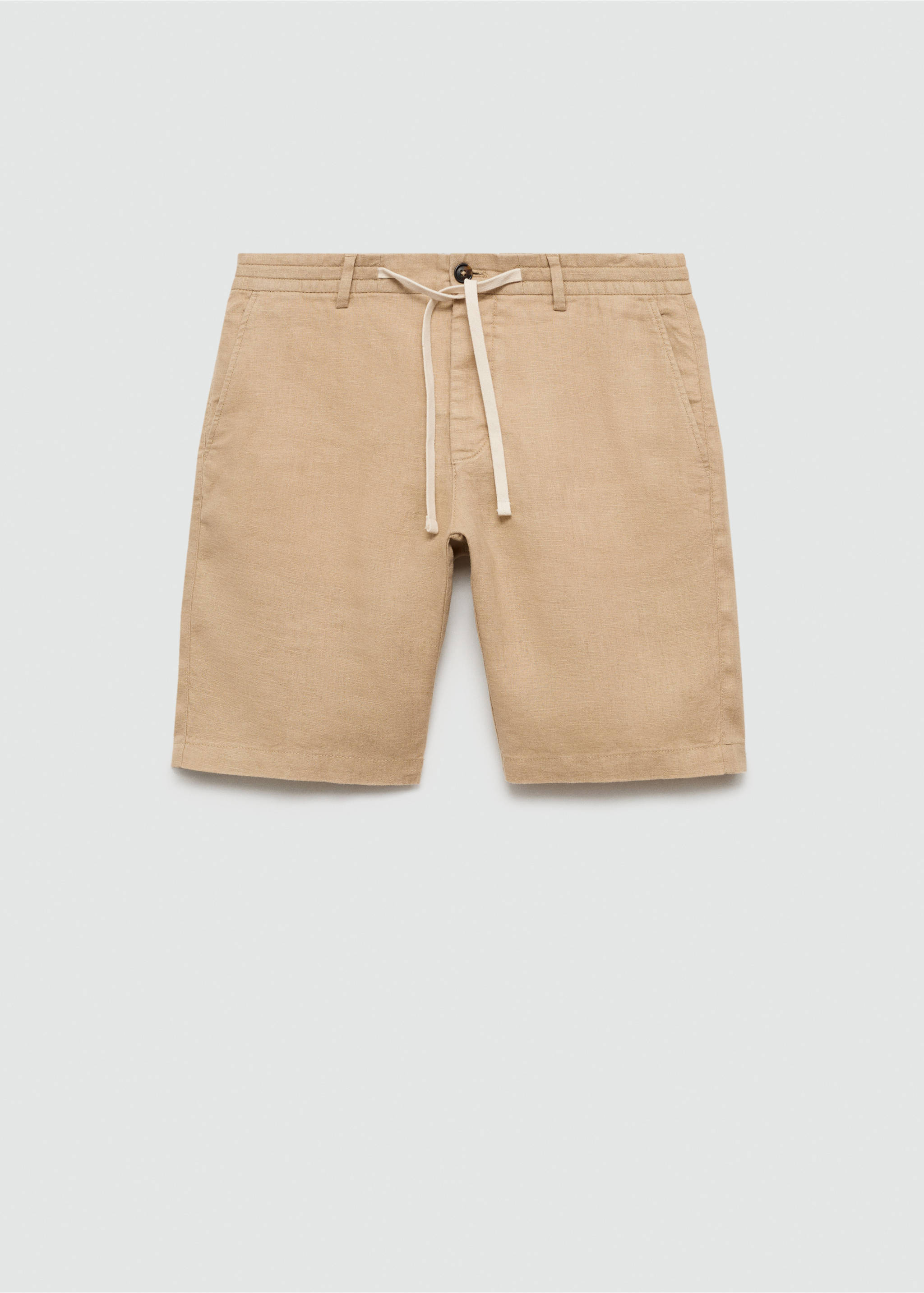 100% linen bermuda shorts with drawstring - Article without model, Beige. Ref: 77090561-00.