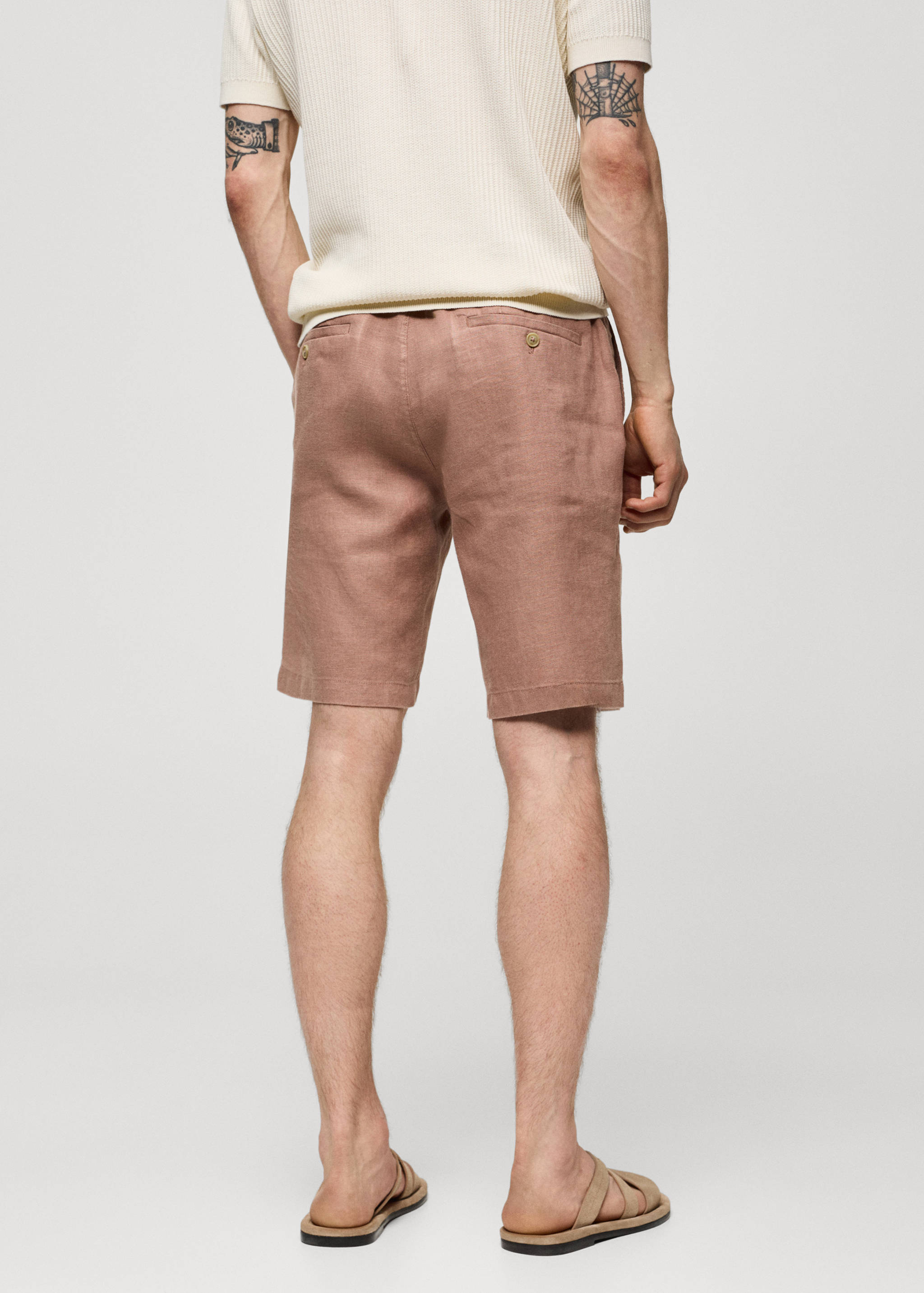 100% linen bermuda shorts with drawstring - Reverse of the article