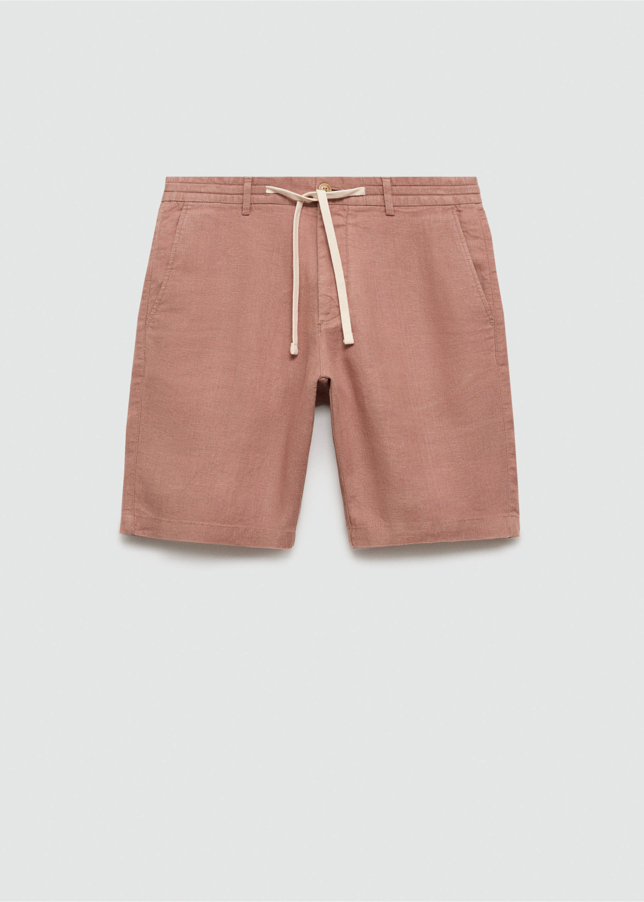 100% linen bermuda shorts with drawstring - Article without model, Salmon. Ref: 77090561-00.