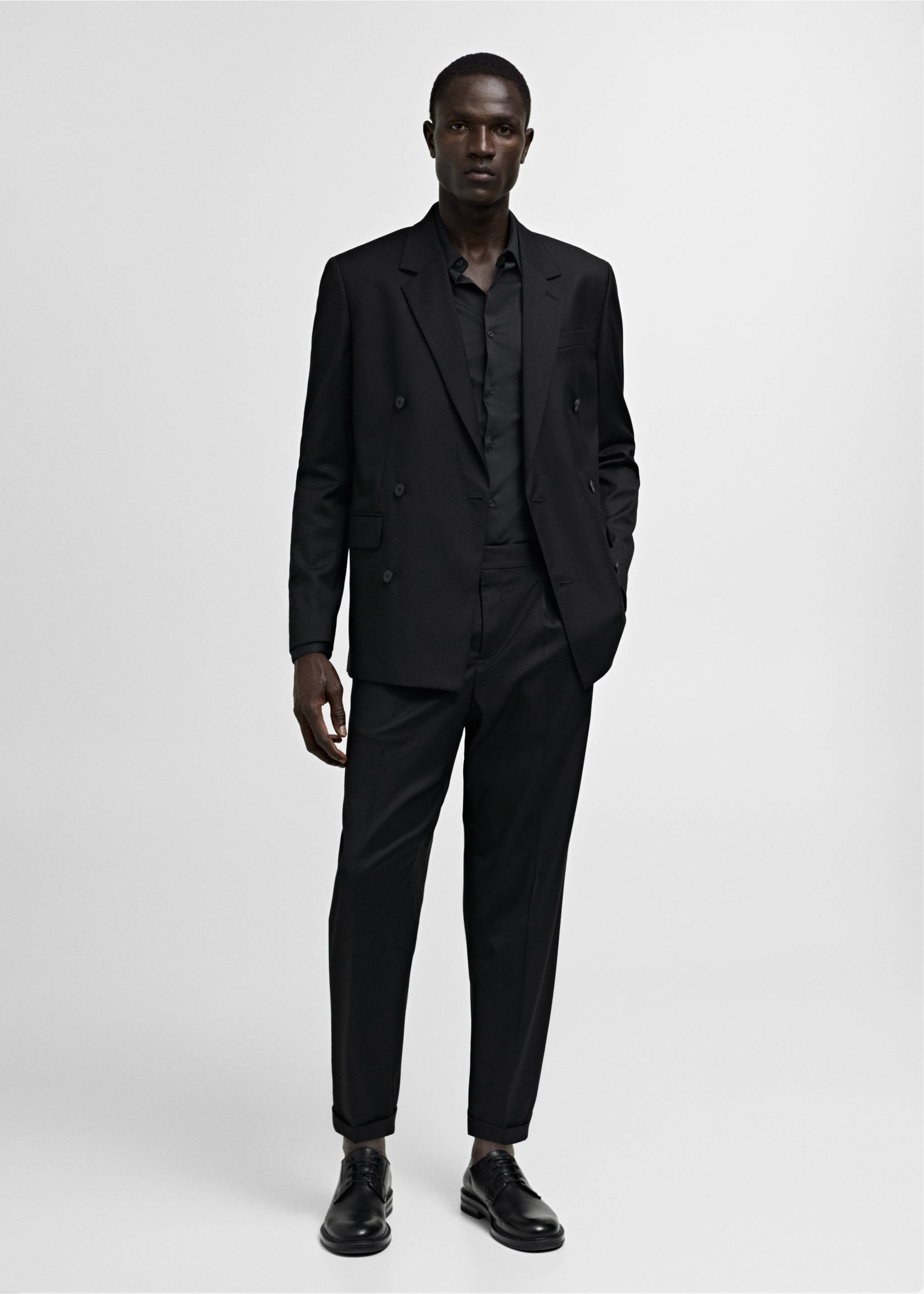 Super slim-fit poplin suit shirt - General plane, Black. Ref: 77090568-00.