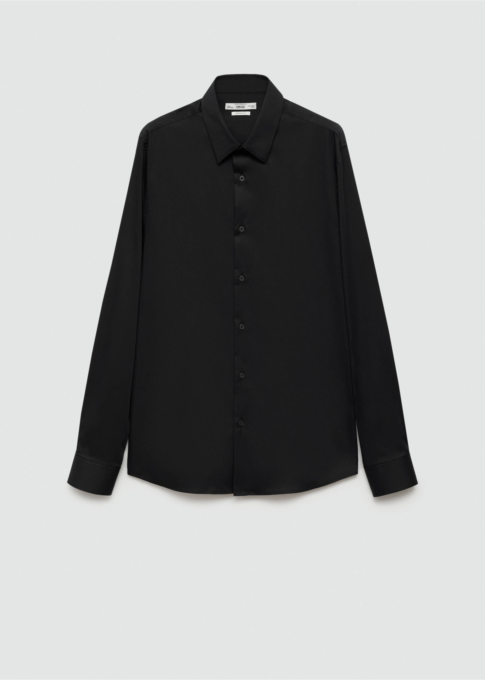 Super slim-fit poplin suit shirt - Article without model, Black. Ref: 77090568-00.
