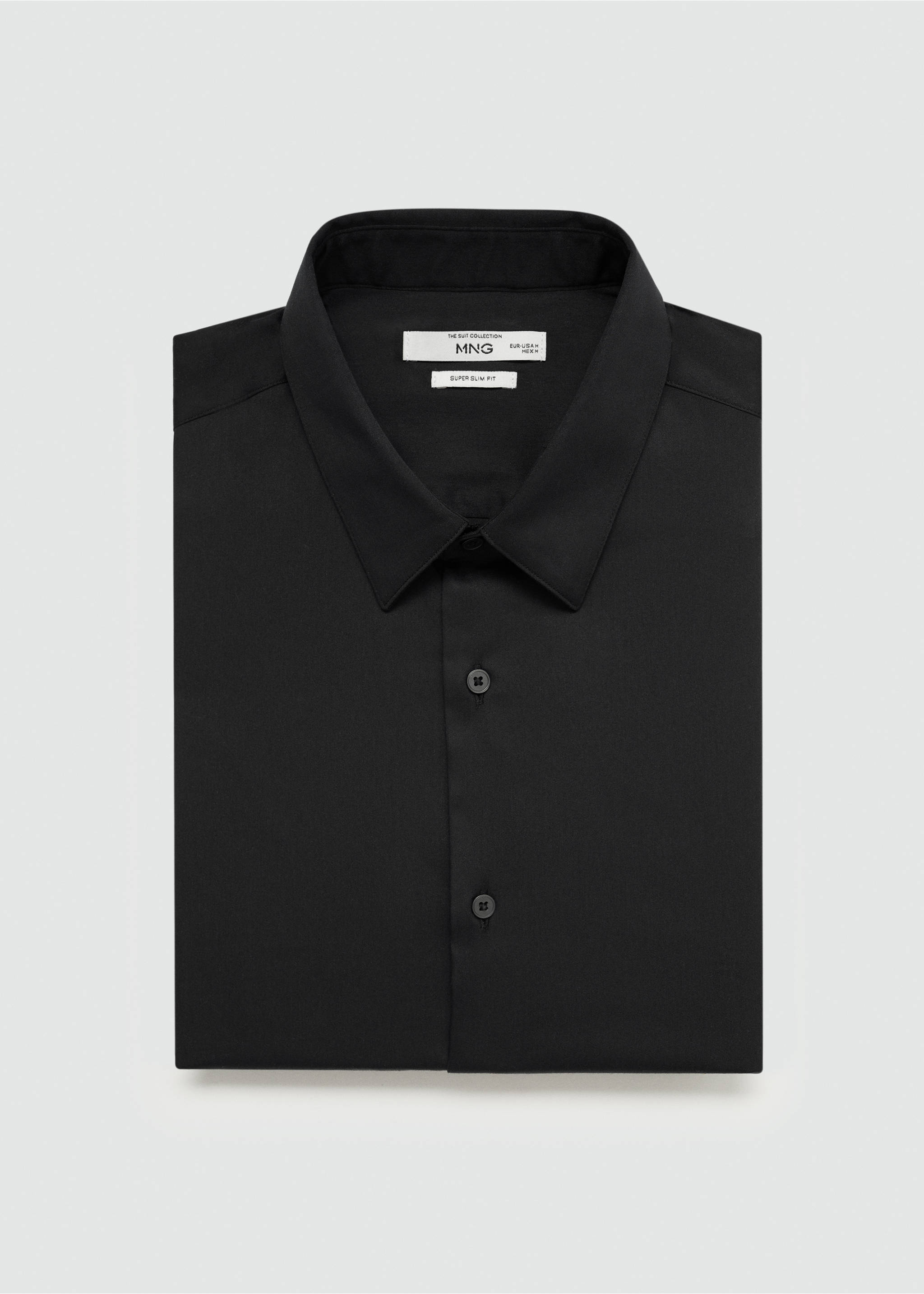 Super slim-fit poplin suit shirt - Details of the article 8, Black. Ref: 77090568-00.
