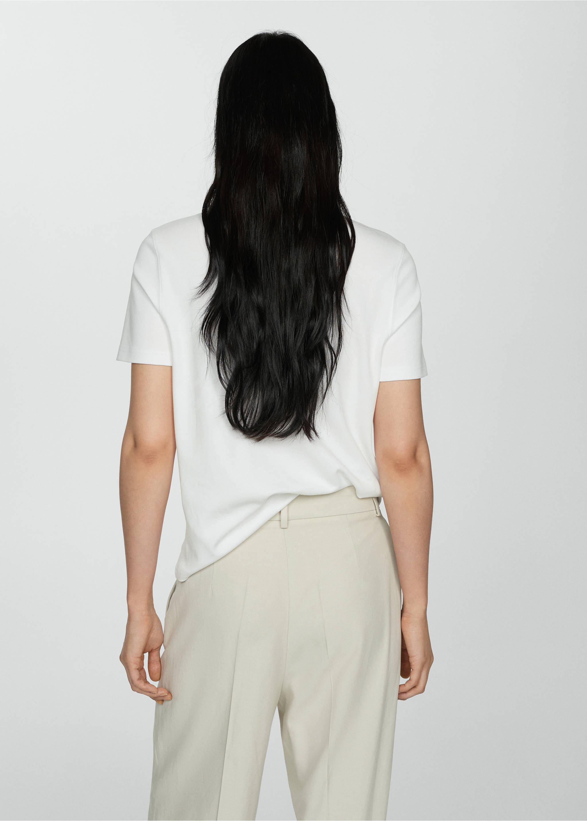 Short-sleeved cotton t-shirt - Reverse of the article, White. Ref: 77090571-00.