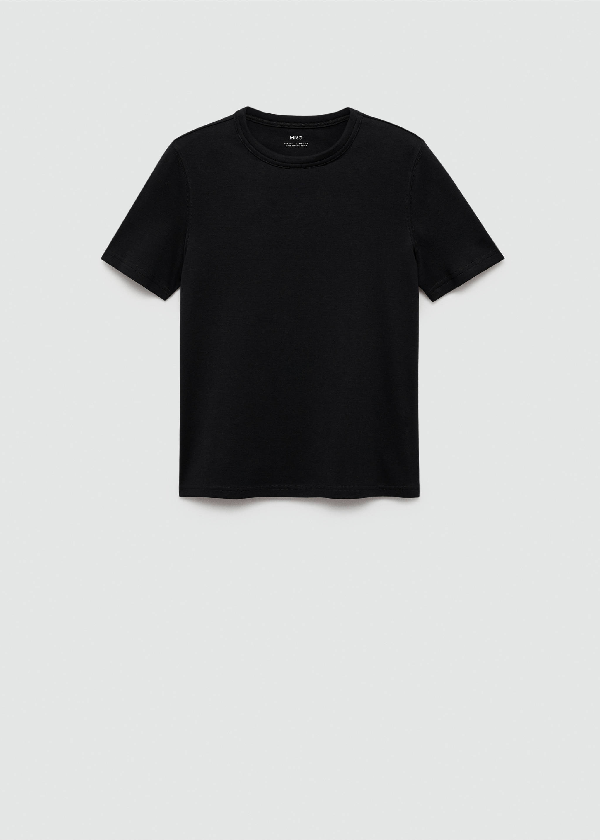 Short-sleeved cotton t-shirt - Article without model, Black. Ref: 77090571-00.