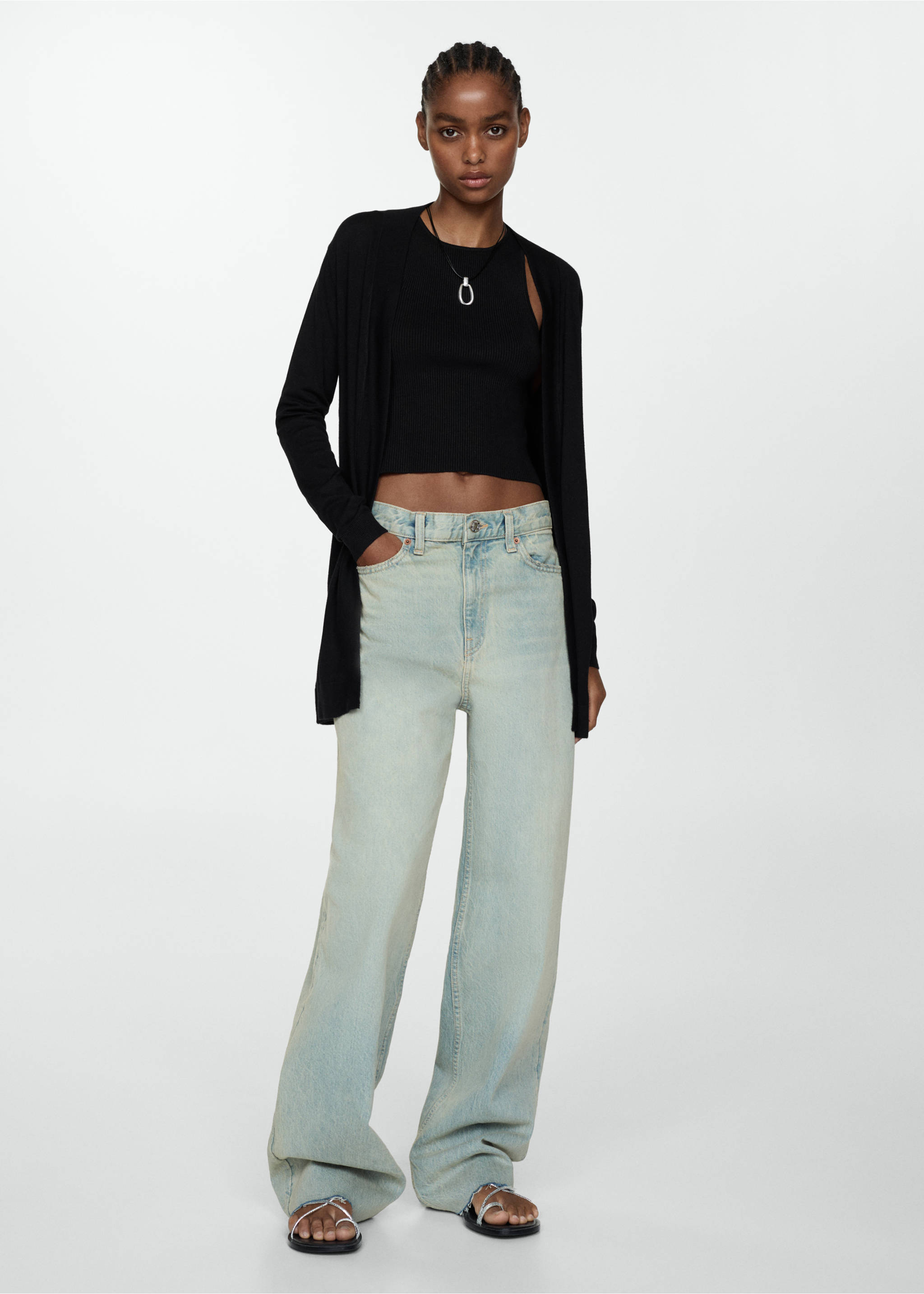 Fine-knit cardigan - General plane, Black. Ref: 77090578-00.