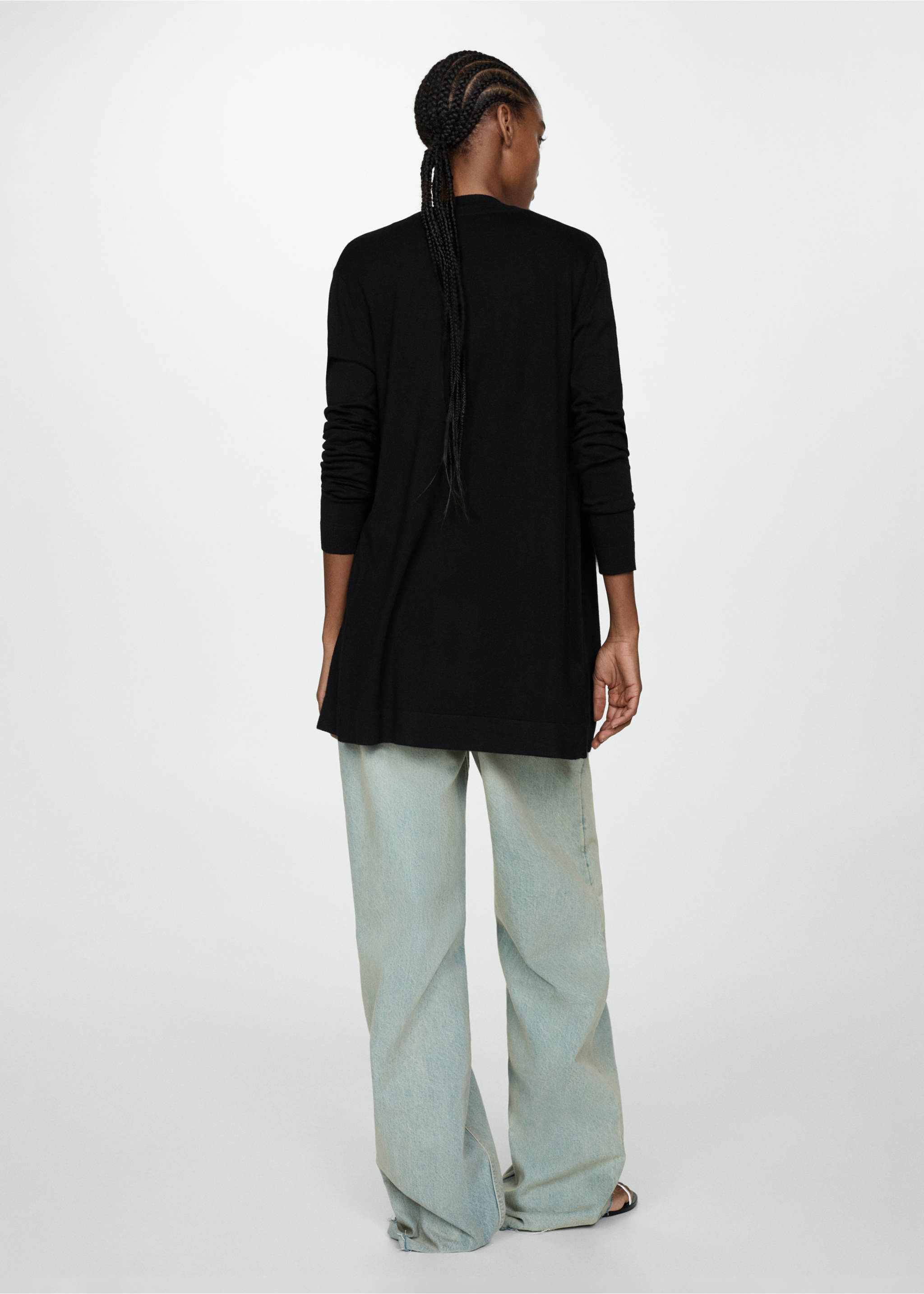 Fine-knit cardigan - Reverse of the article, Black. Ref: 77090578-00.