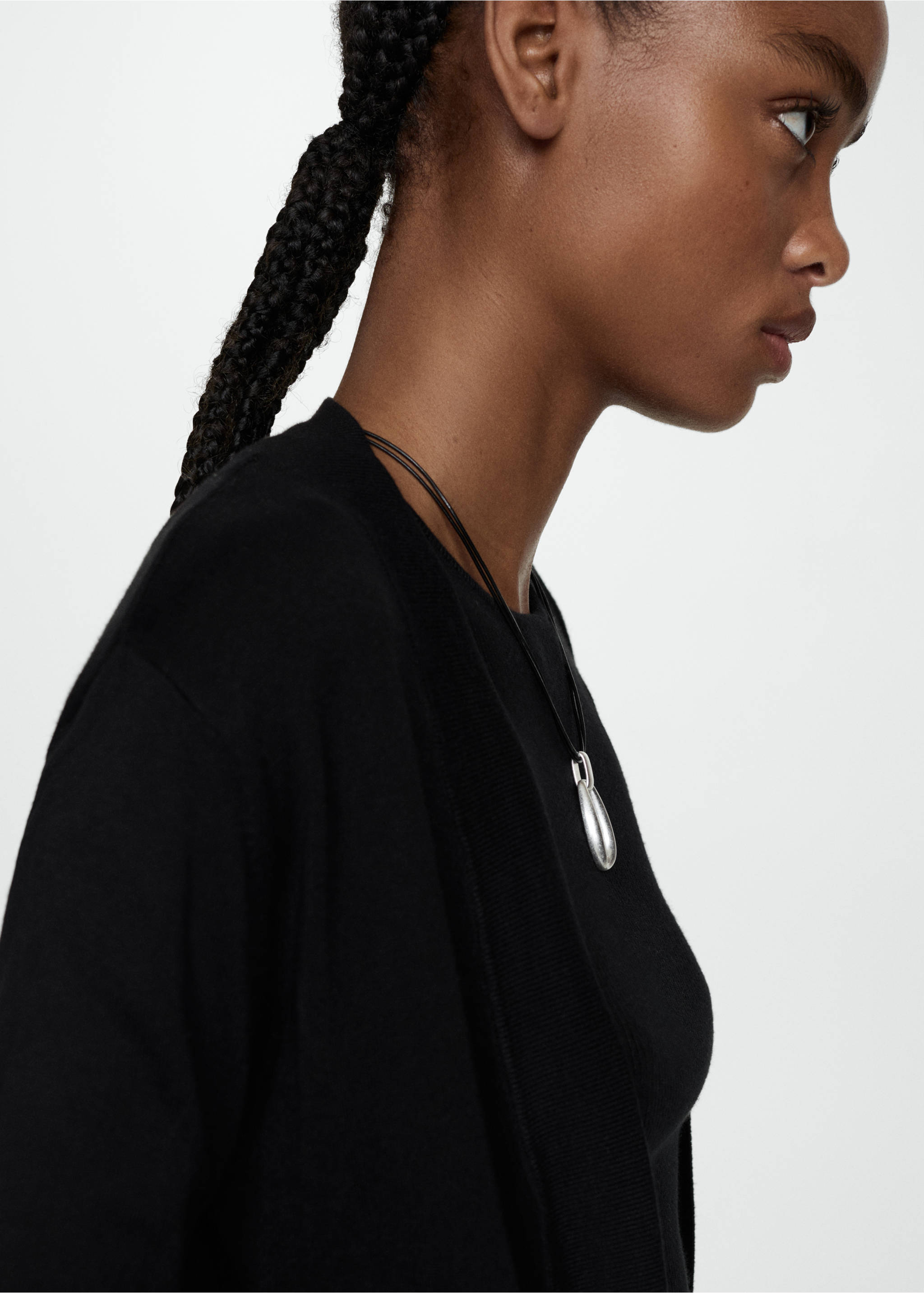 Fine-knit cardigan - Details of the article 1, Black. Ref: 77090578-00.