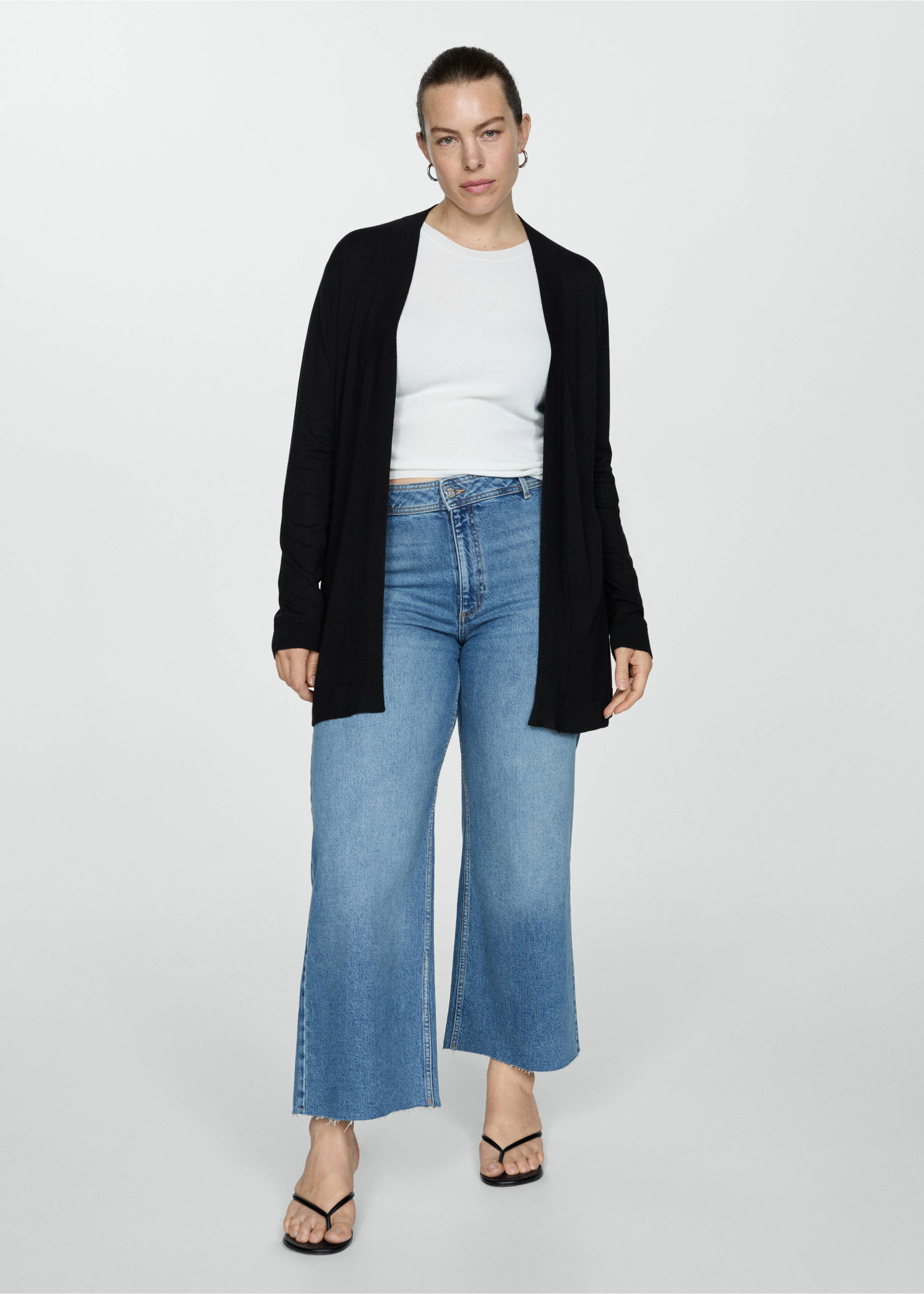 Fine-knit cardigan - Details of the article 3, Black. Ref: 77090578-00.