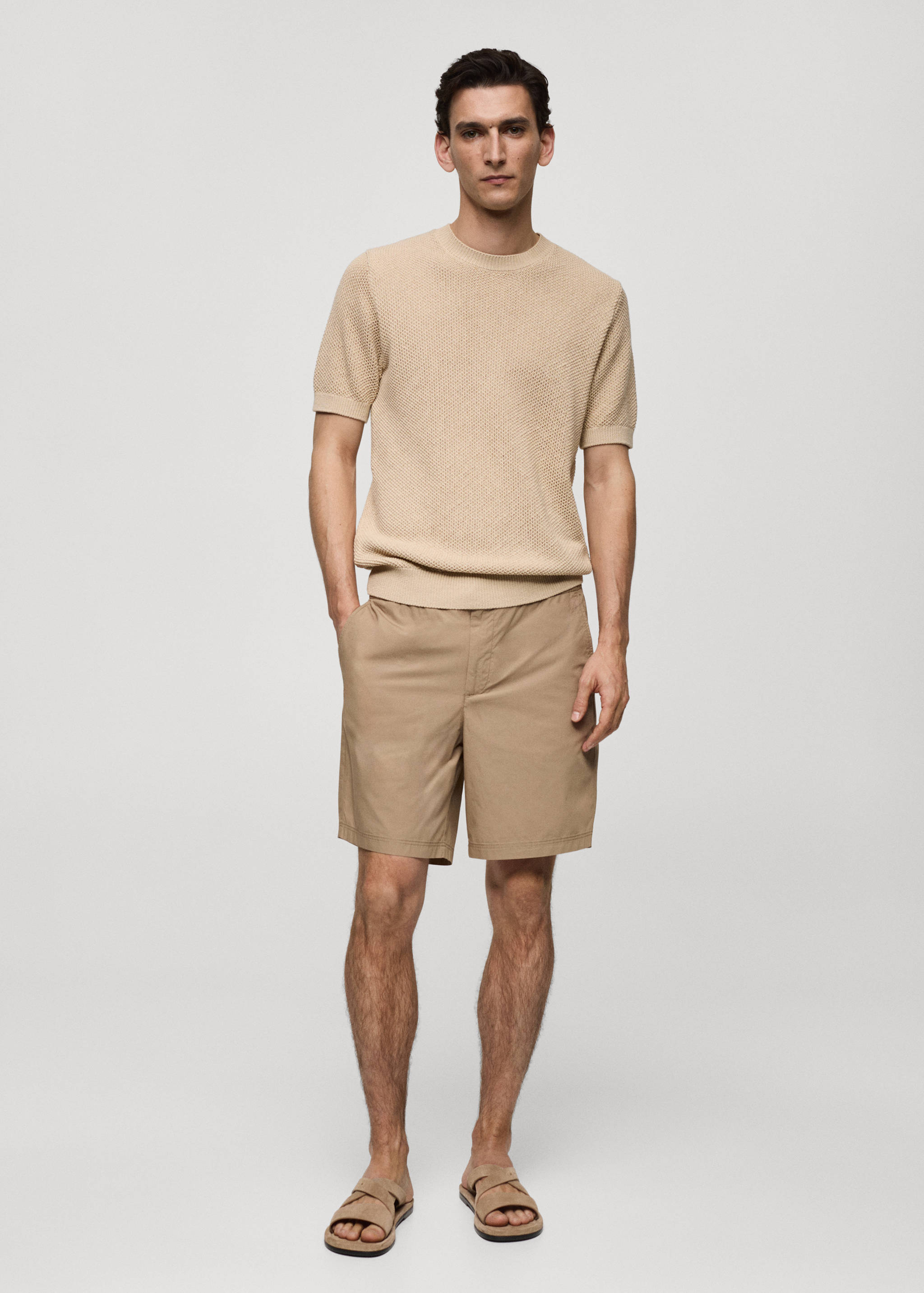 Structured cotton knit t-shirt - General plane