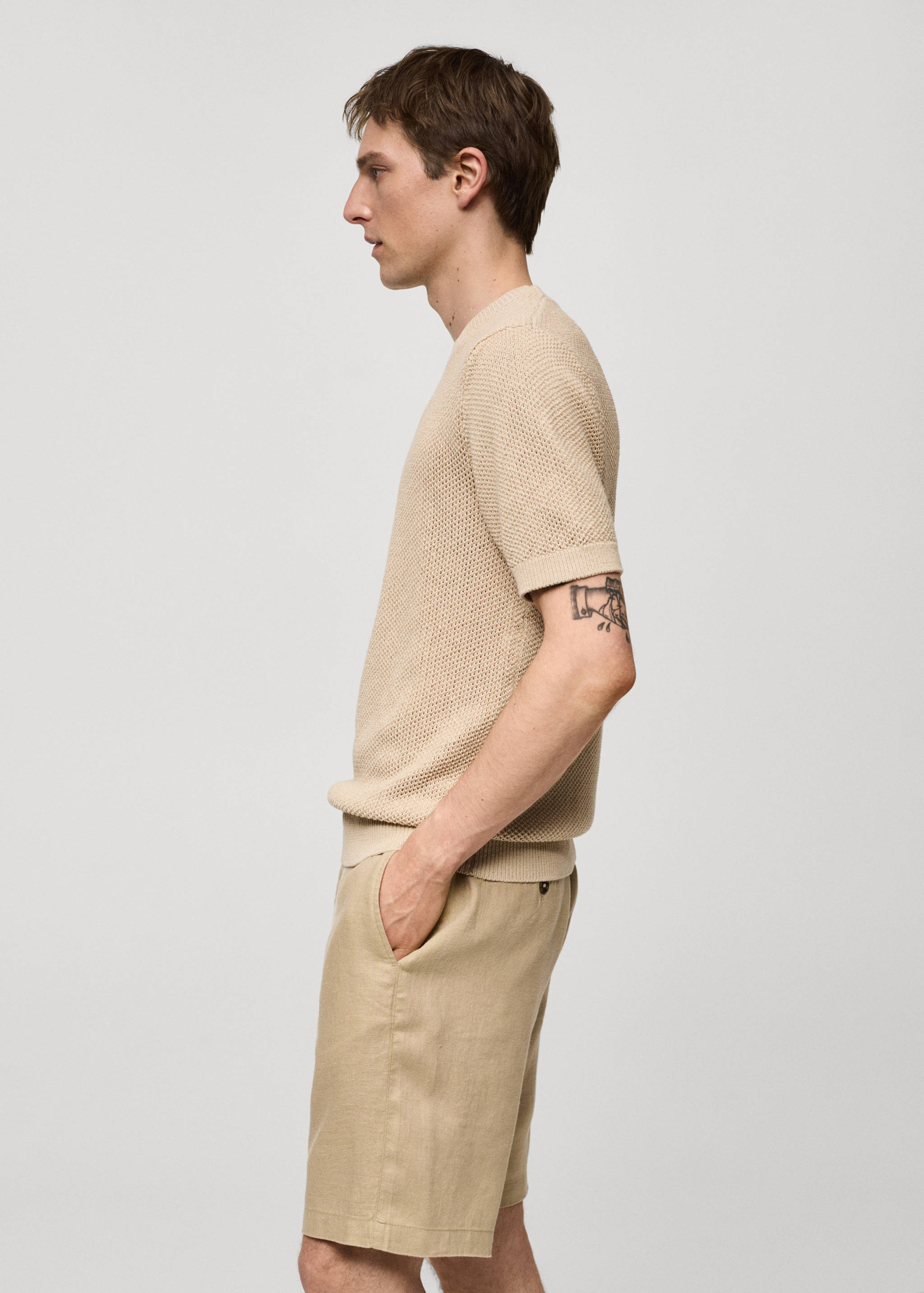 Structured cotton knit t-shirt - Details of the article 6