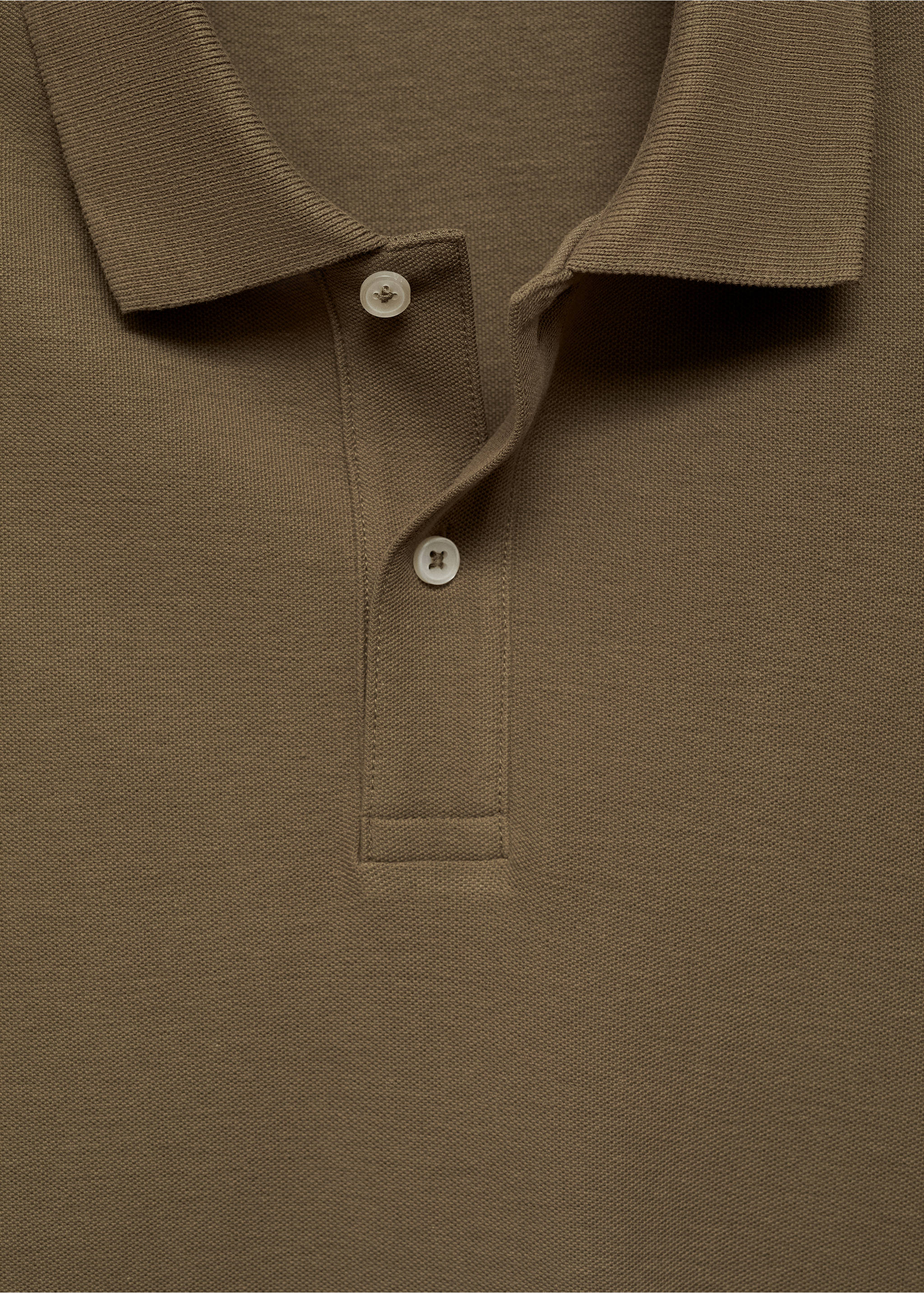 100% cotton pique polo shirt - Details of the article 8, Olive Green. Ref: 77090584-00.