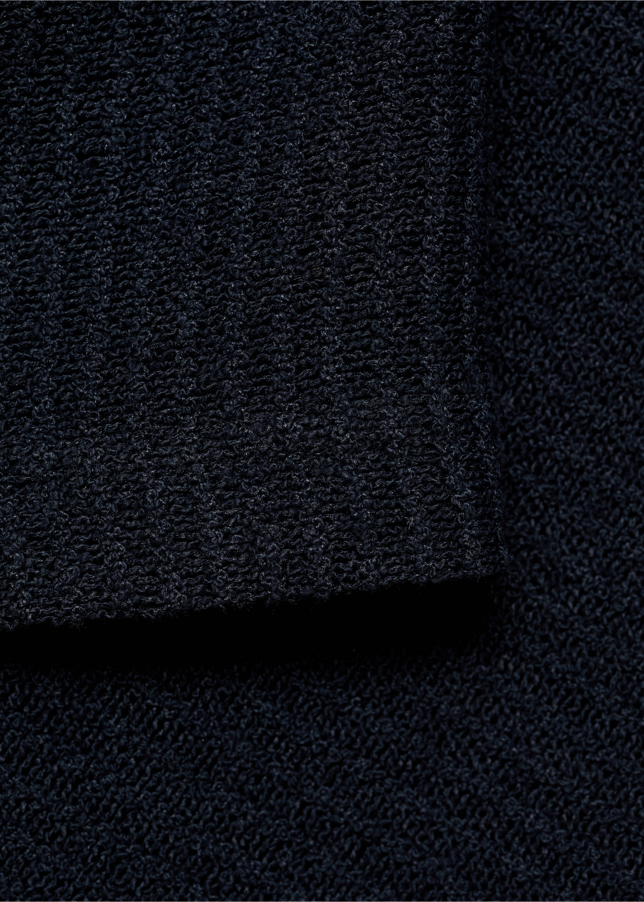 Regular-fit openwork knitted polo shirt - Details of the article 0, Dark Navy. Ref: 77090587-00.
