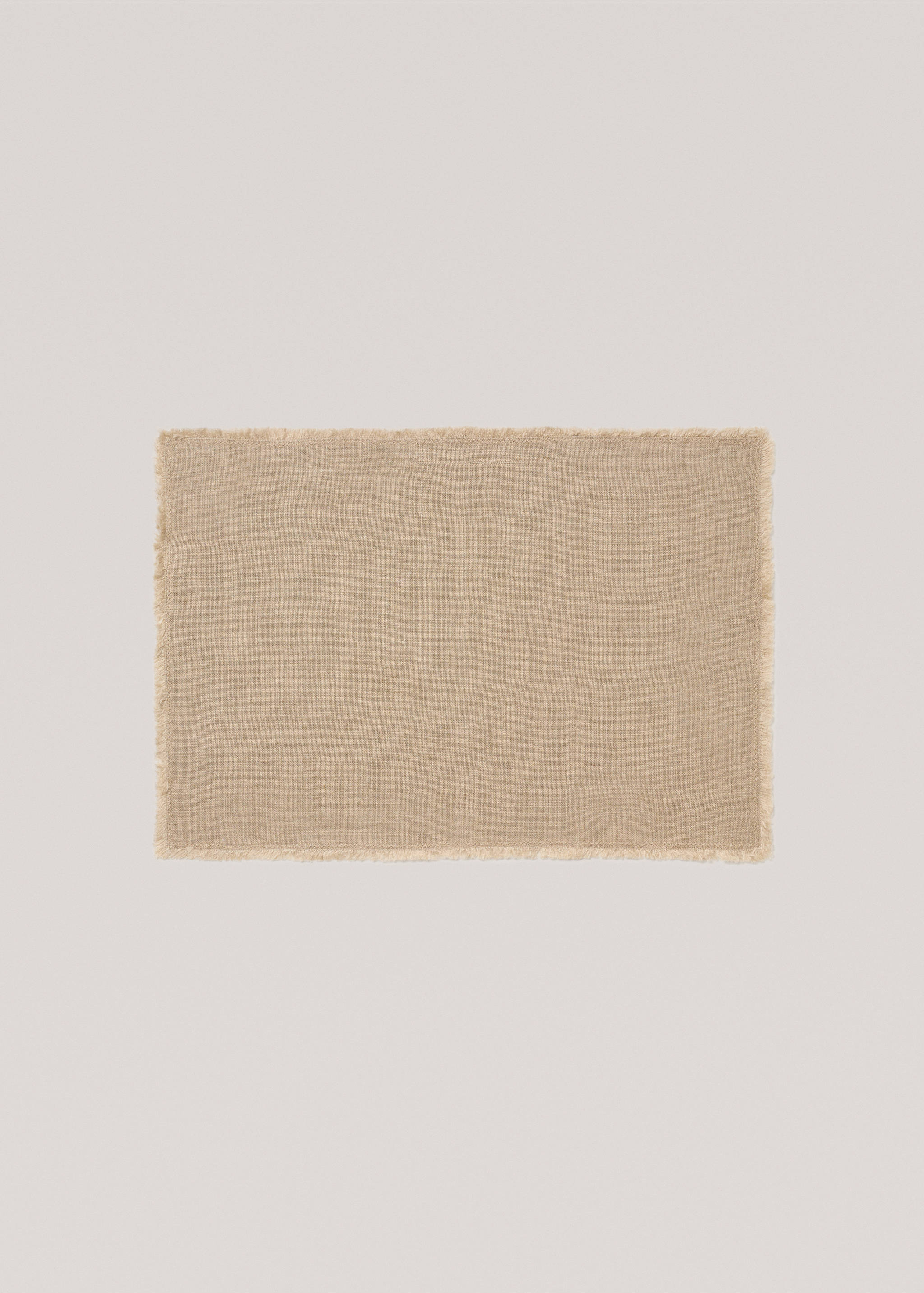100% linen fringed placemat - Article without model, Sand. Ref: 77090591-00.