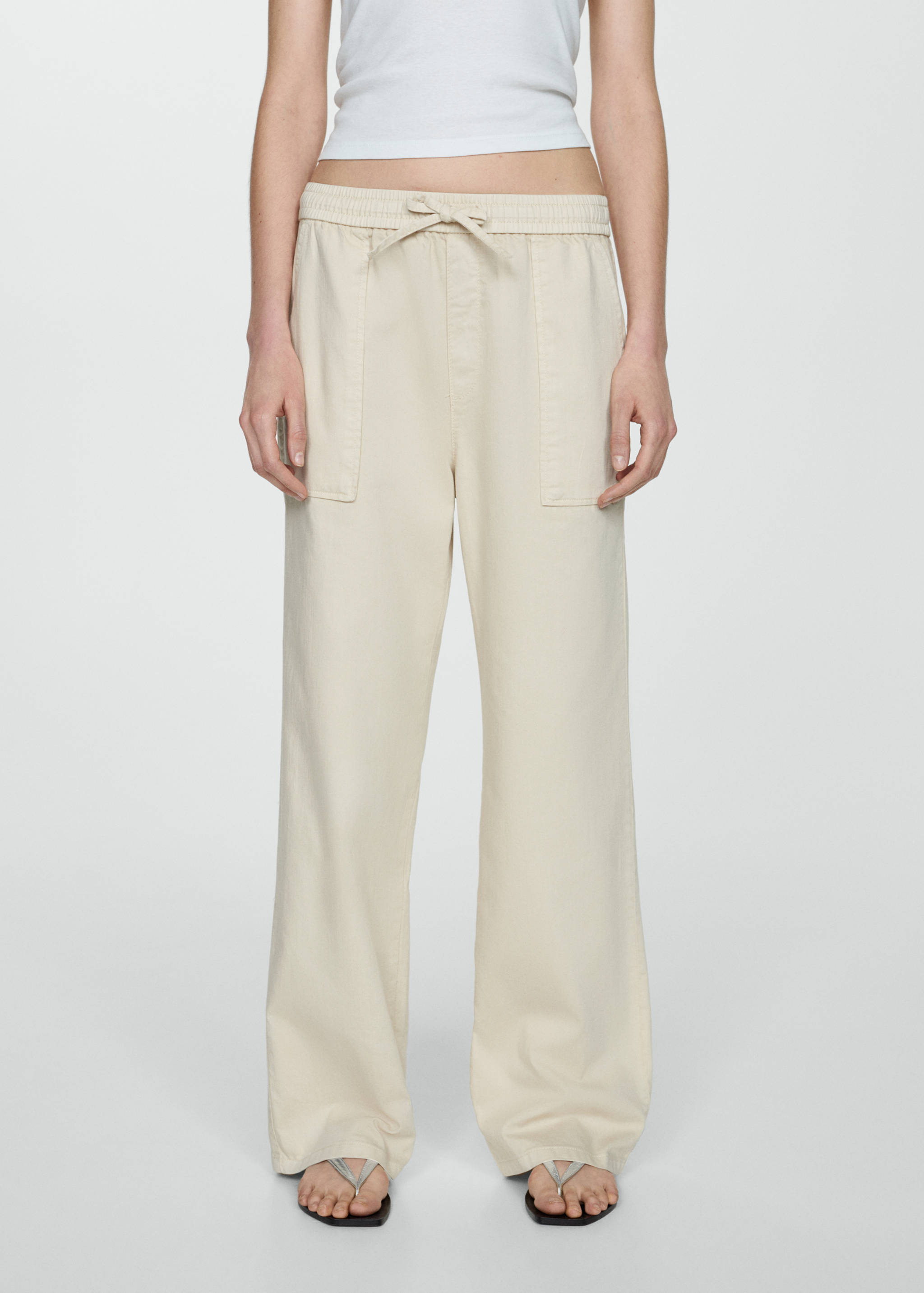 Elastic waist cotton pants - Medium plane