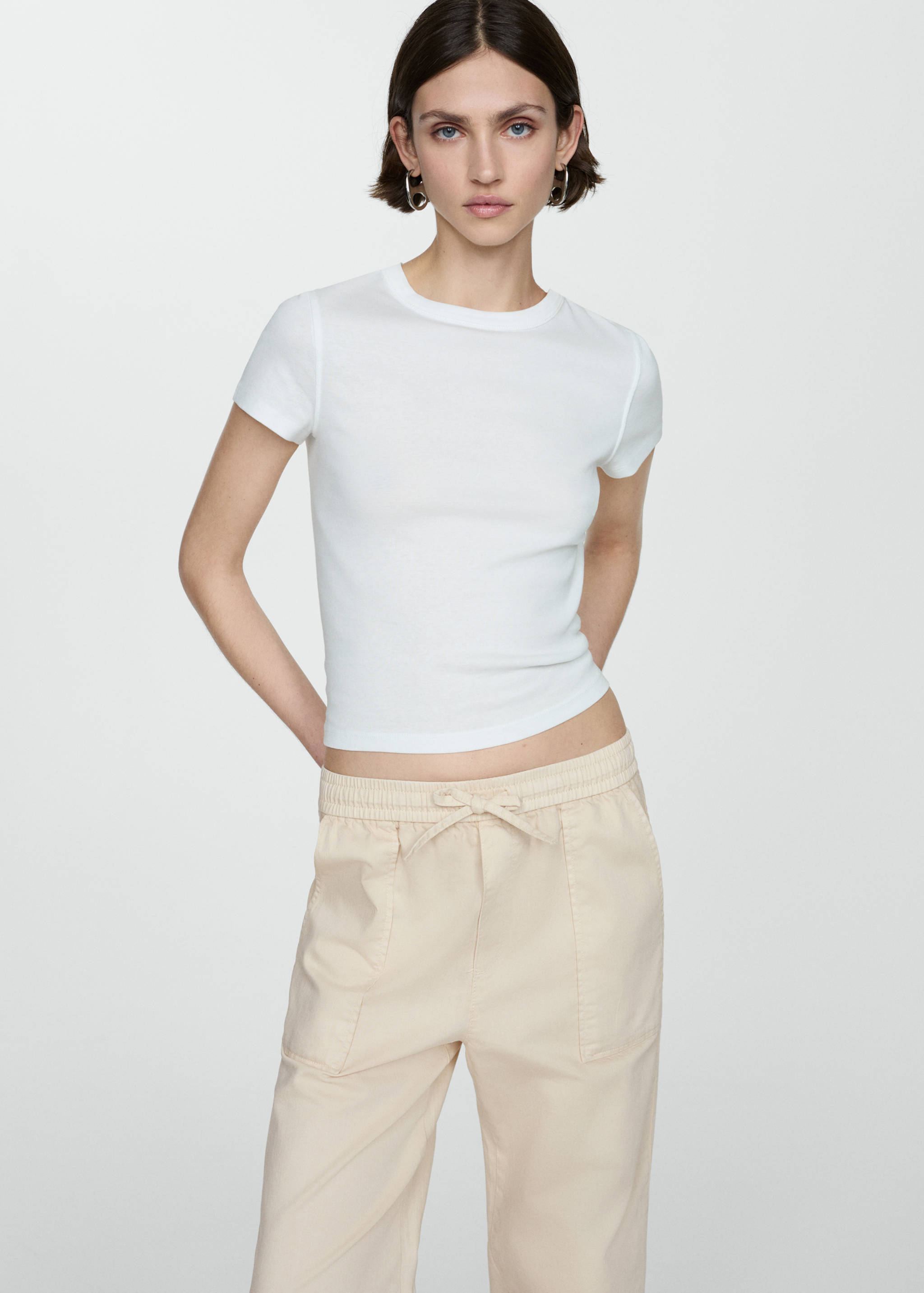 Elastic waist cotton pants - Details of the article 1