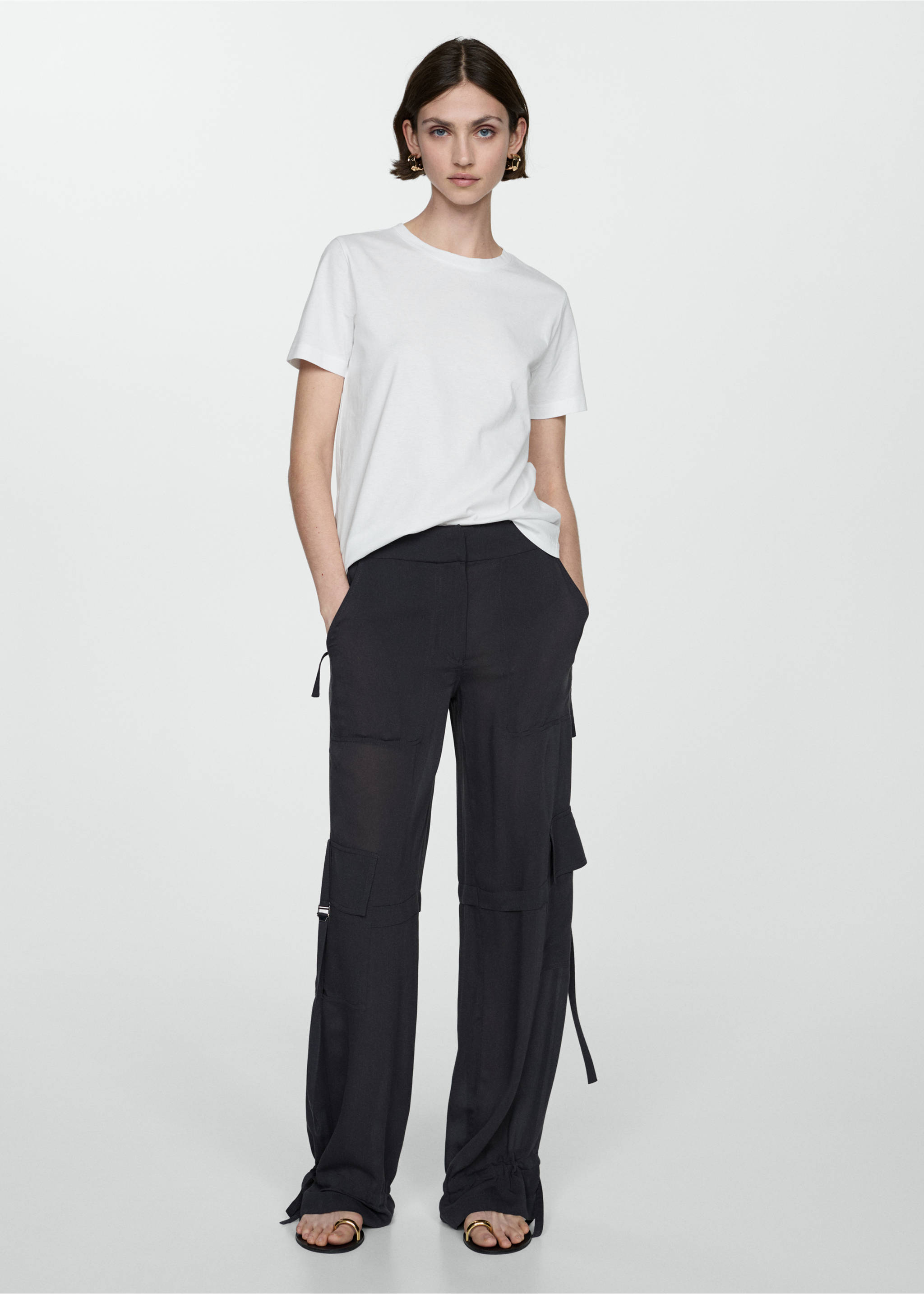 Kurzärmliges Baumwoll-T-Shirt - Allgemeine Ansicht, Weiß. Ref: 77090593-00.