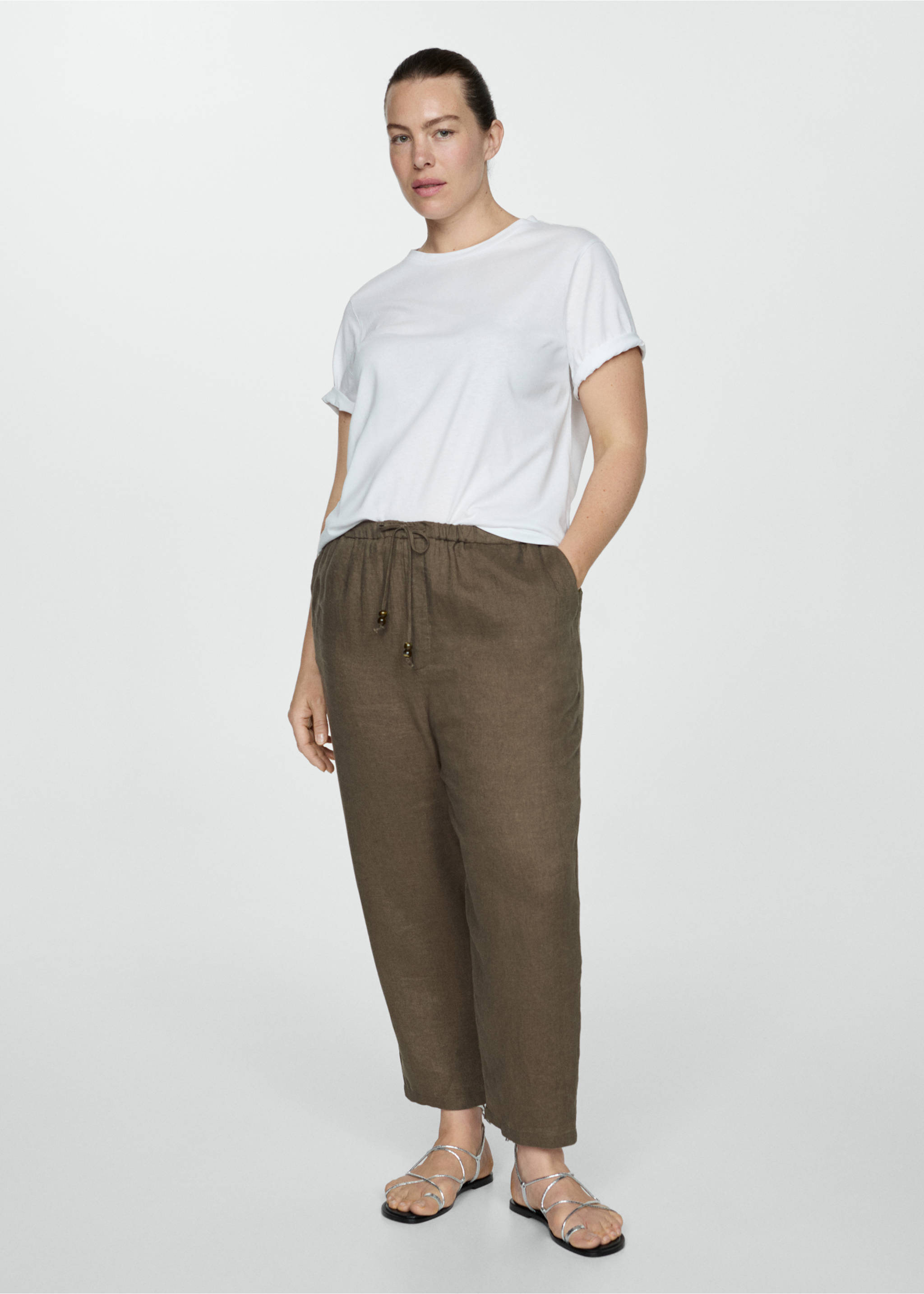 Kurzärmliges Baumwoll-T-Shirt - Detail des Artikels 3, Weiß. Ref: 77090593-00.