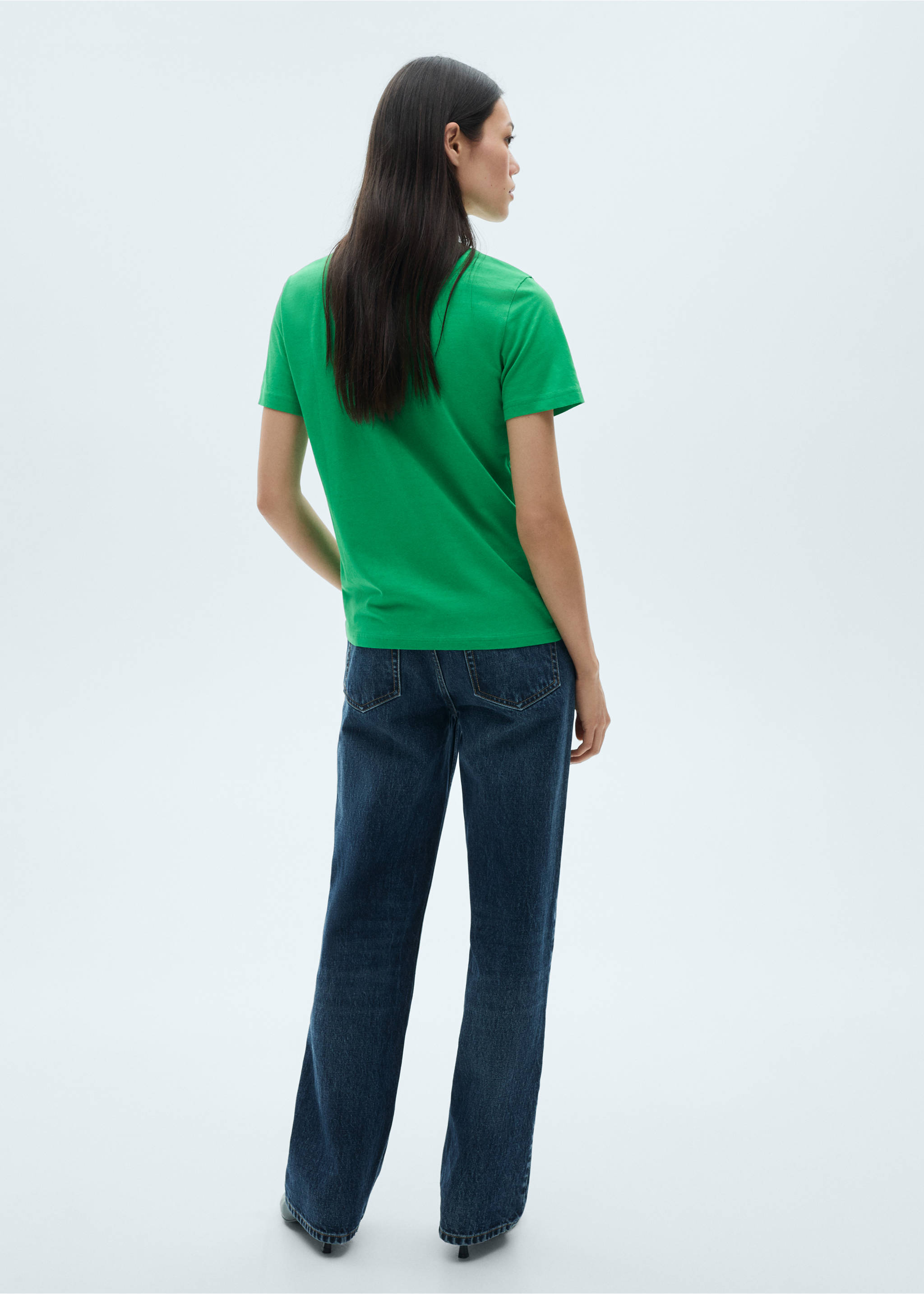 T-shirt coton manches courtes - Verso de l’article, Vert. Ref: 77090593-00.